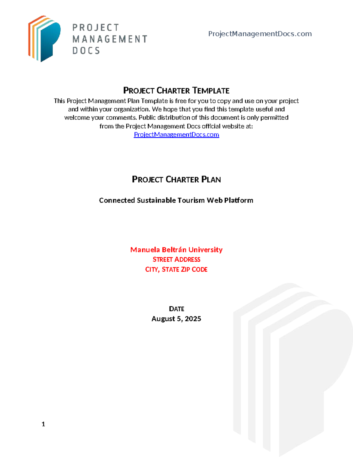 Project Management Docs: Project Charter Template for Sustainable ...