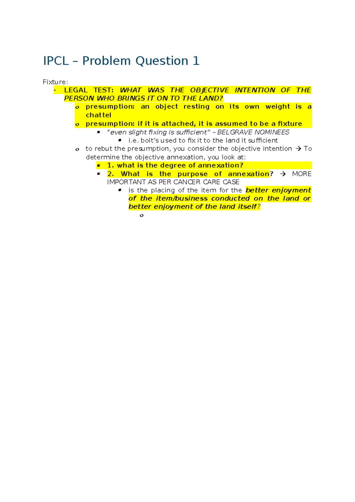 IPCL - Problem Question 1 - IPCL – Problem Question 1 Fixture: - LEGAL ...