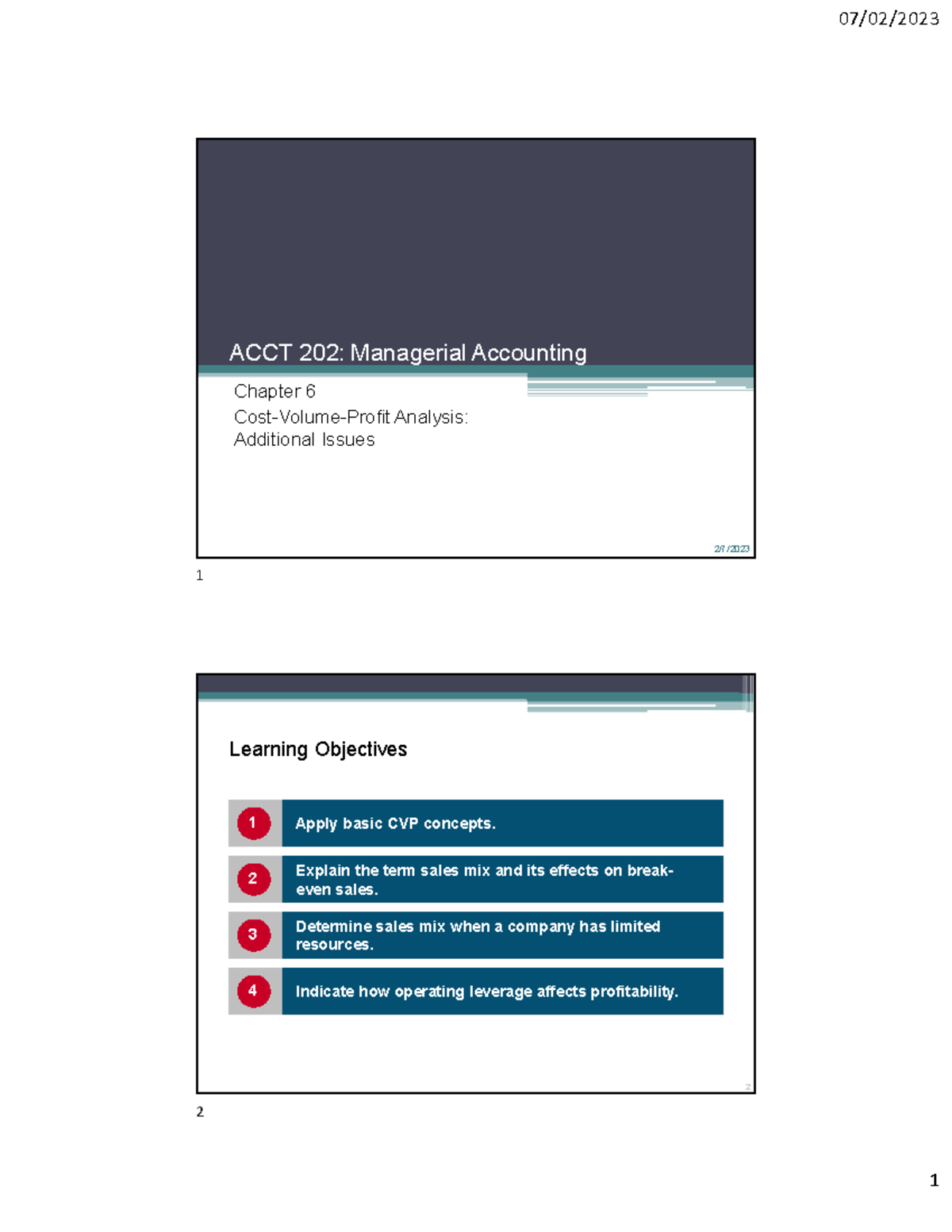 Chapter 6 - SLIDES - ACCT 202: Managerial Accounting Chapter 6 Cost ...