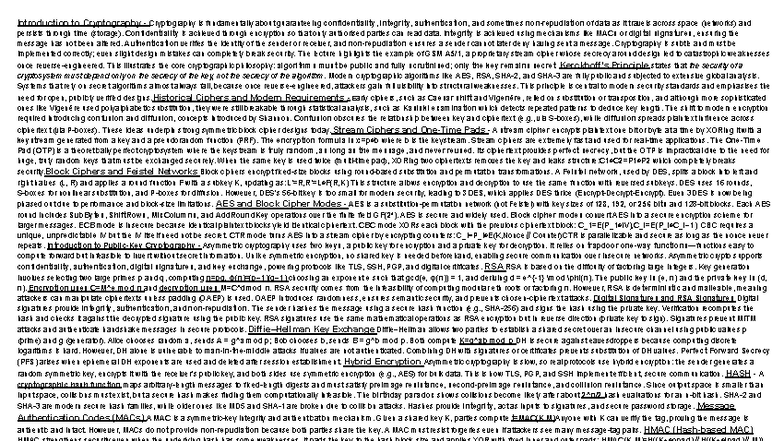 Cheat Sheet for INFO3616-2: Introduction to Cryptography Concepts - Studocu