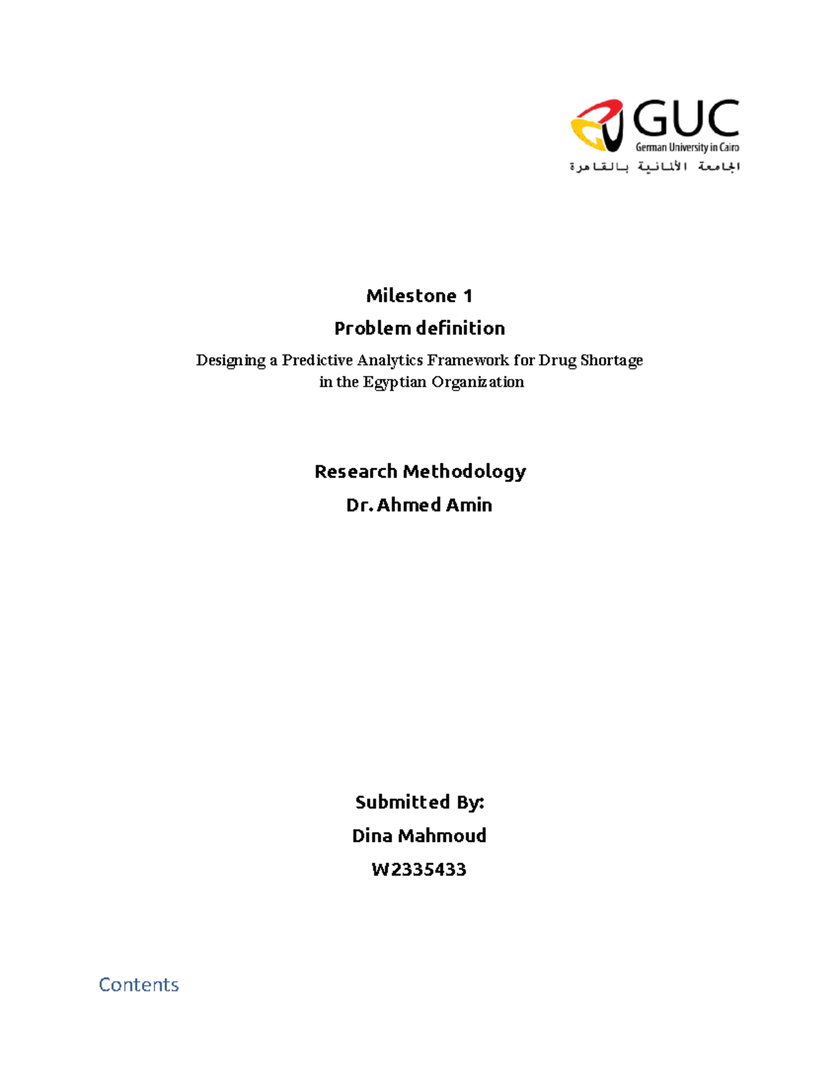 W2335433 Milestone 1: Predictive Analytics Framework for Drug Shortage ...