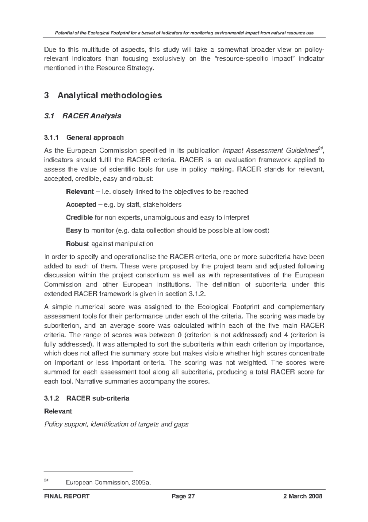 RACER Methodology and Assessment Tools for Policy-Making - Studeersnel