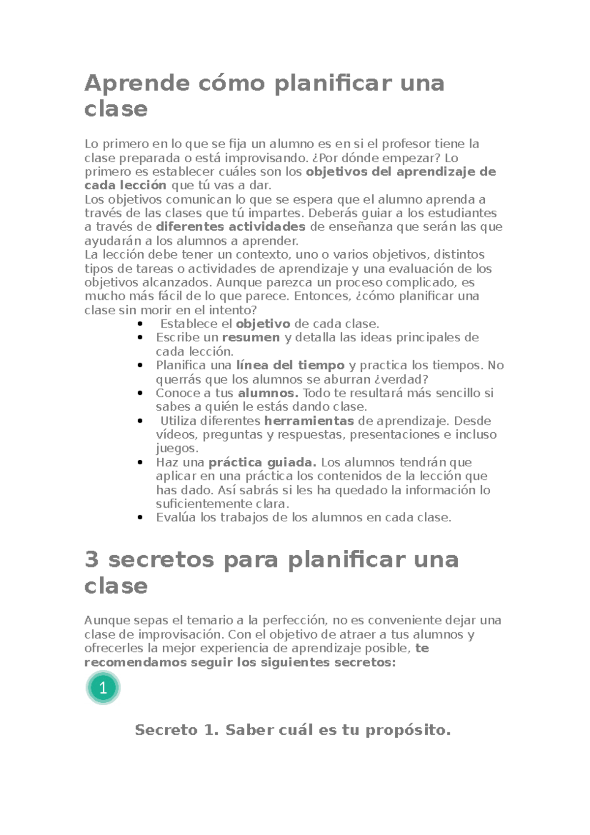 Guía para la Planificación Efectiva de Clases - Studocu