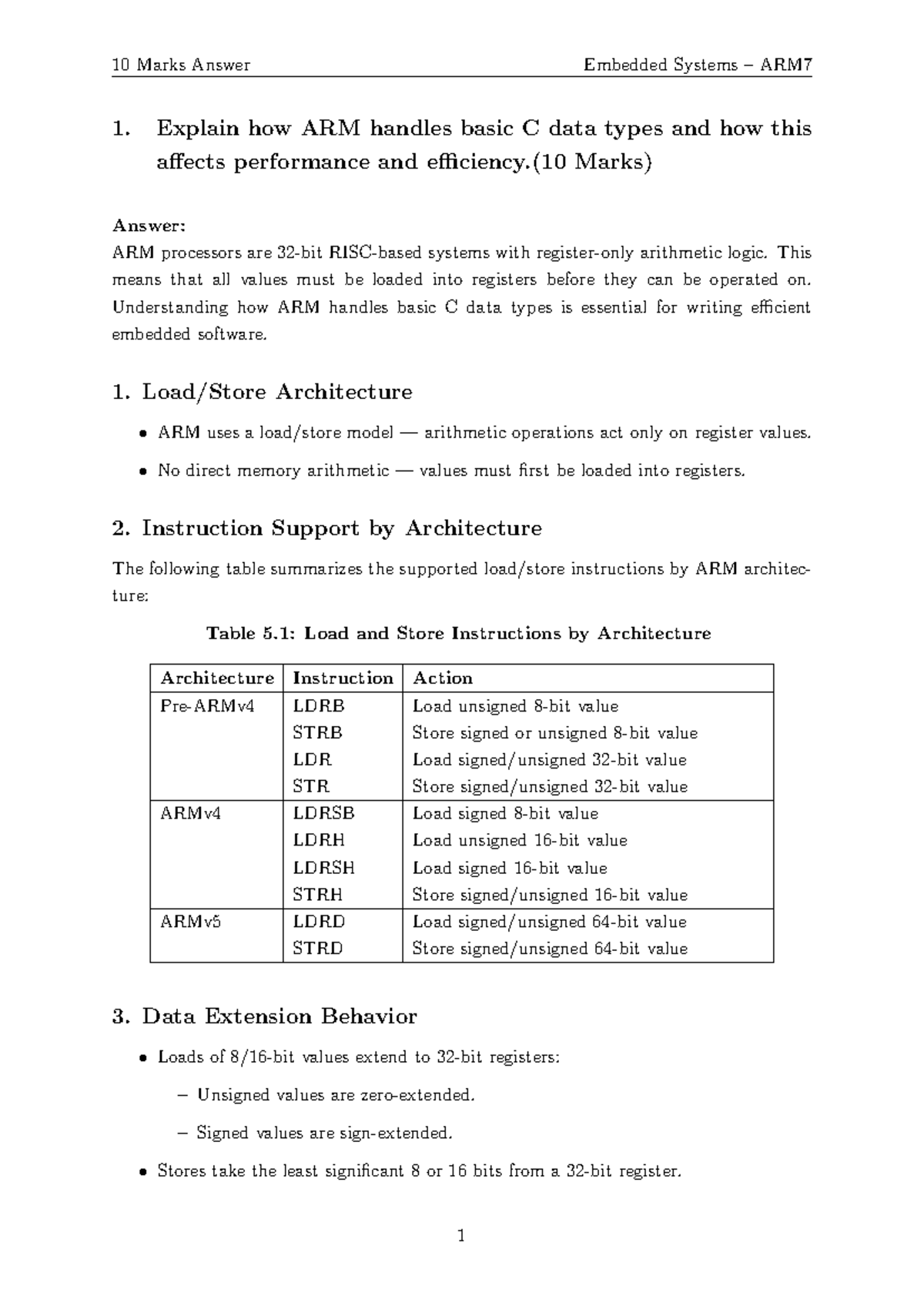 C Data Types Using ARM Processors - 10 Marks Answer (Mod3) - Studocu