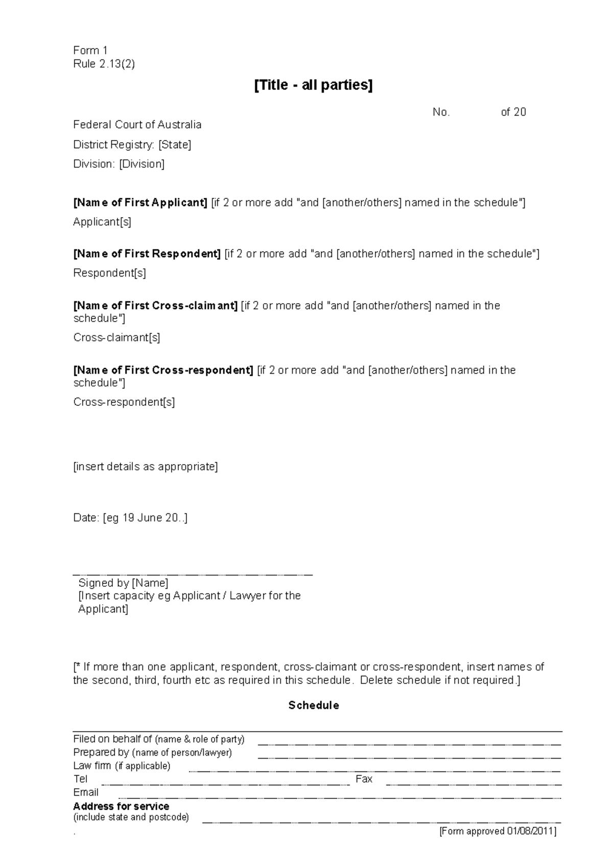 FCA form001 2011 0801 - FCA form 1 template used for consumer practice ...