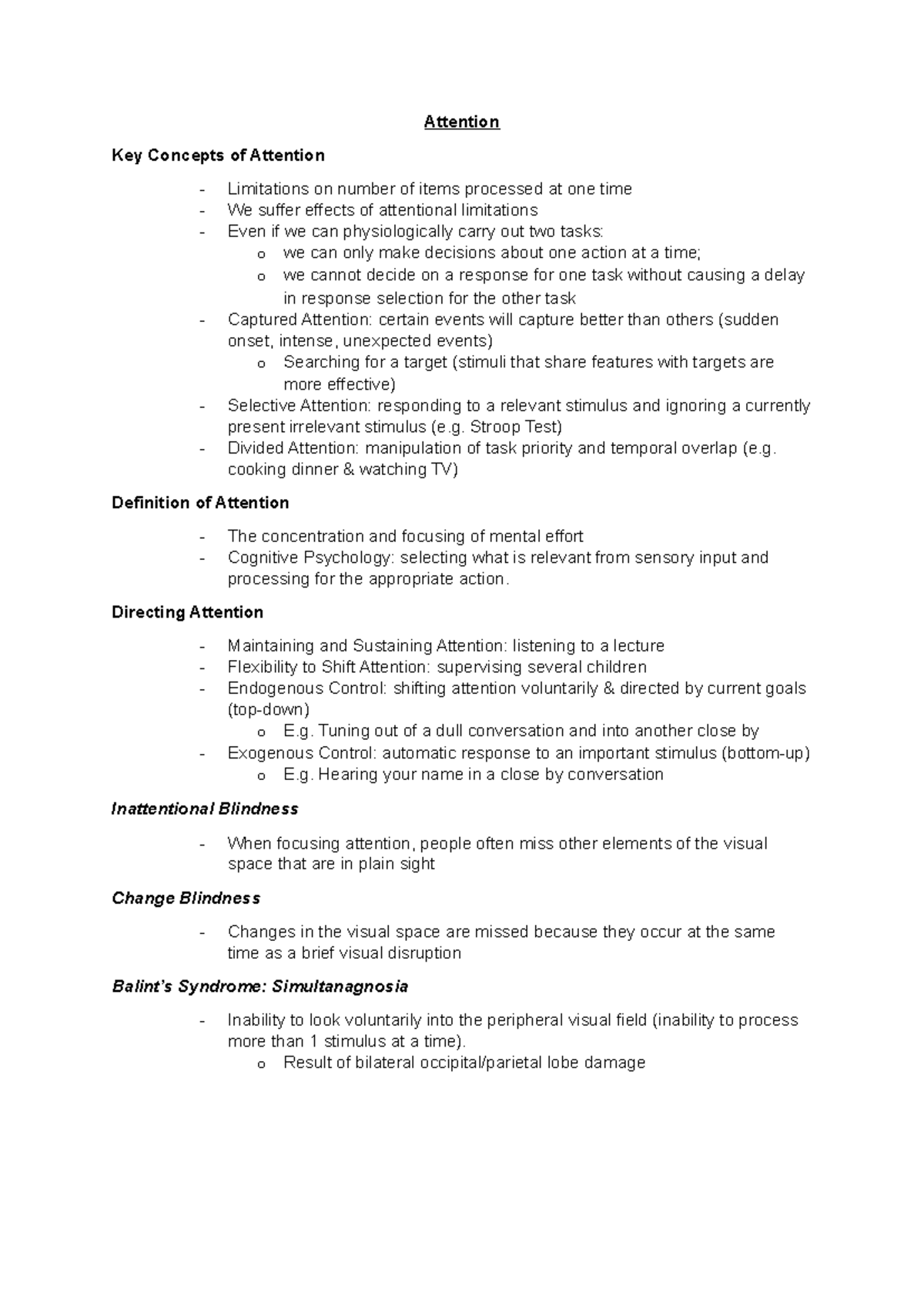 PSYC2050 Quiz 2: Key Concepts of Attention and Memory - Studocu