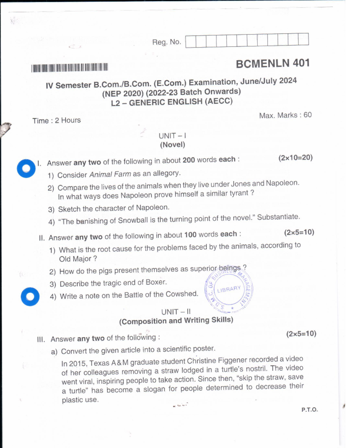 BCOM IV Sem English Exam Notes - July 2024 (BCMENLN 401) - Studocu