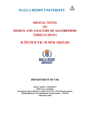 DAA: Important Concepts and Algorithms for Algorithm Analysis - Studocu