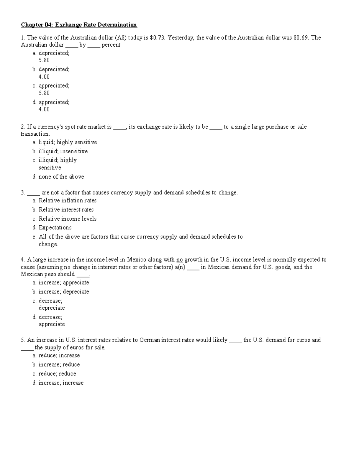 Chapter 04: Exchange Rate Determination - Madura 13e TB Notes - Studocu