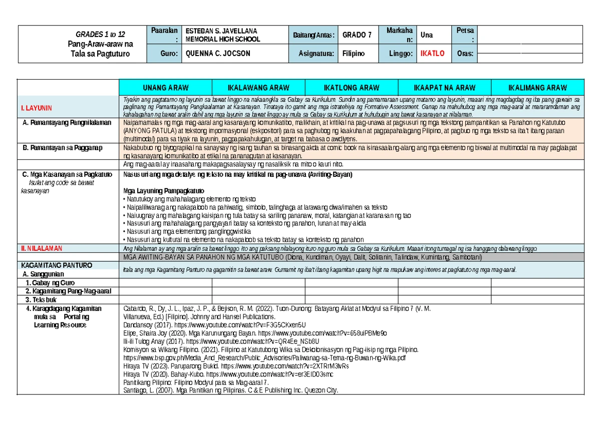 GPOA Sample - GPOA - F. Cabarles St., Poblacion, Leon, Iloilo School ID ...