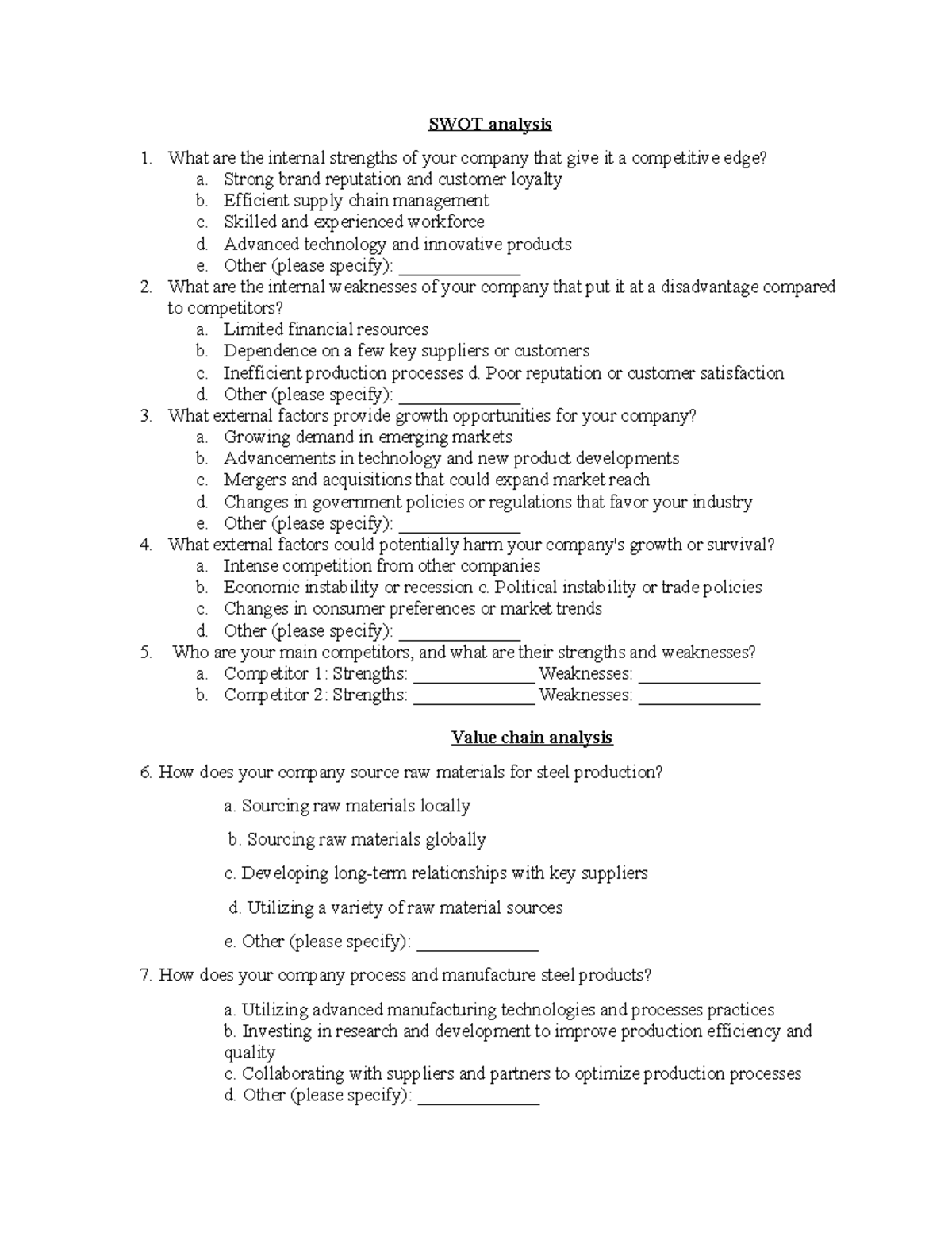 BSRM SWOT & Value Chain Analysis Notes for Strategic Planning - Studocu