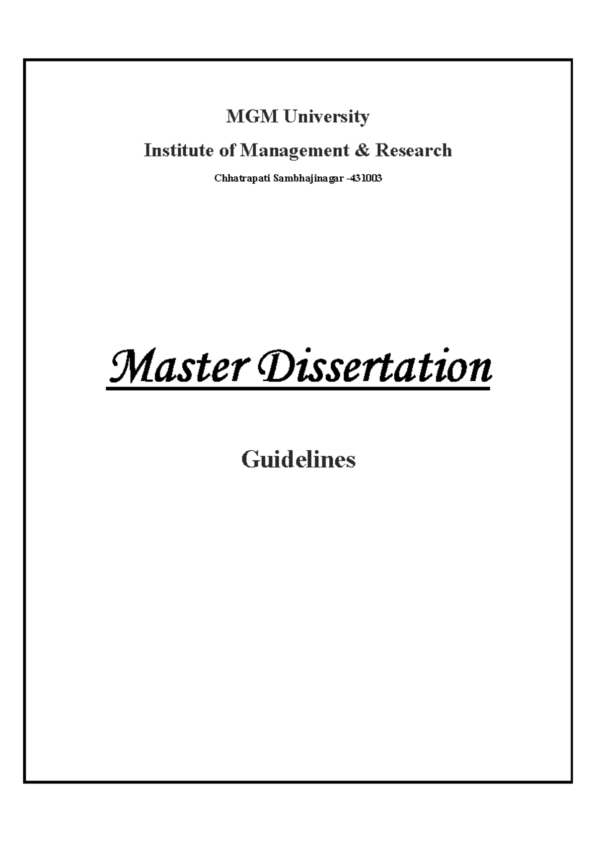 MBA 2024 Master Dissertation Guidelines and Procedures - Studocu