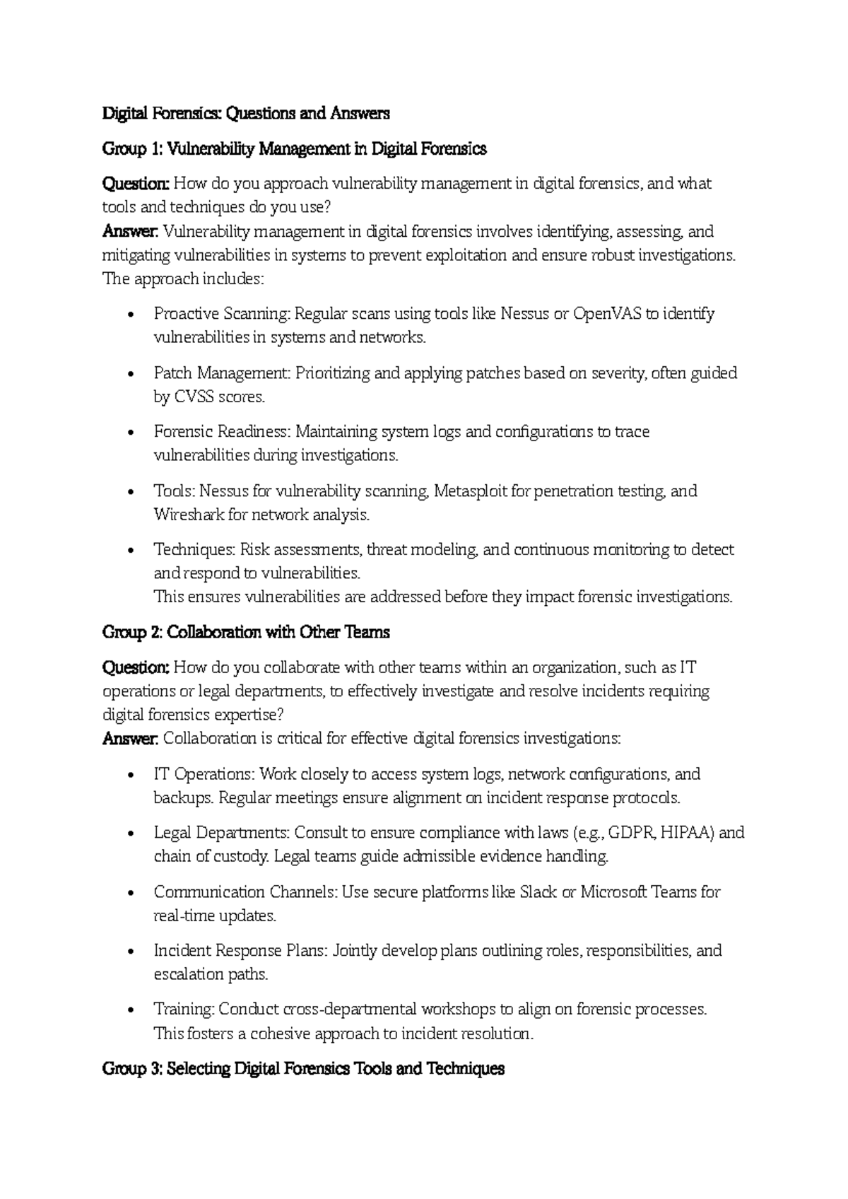 Kumasi assignment - Digital forensics - Digital Forensics: Questions ...