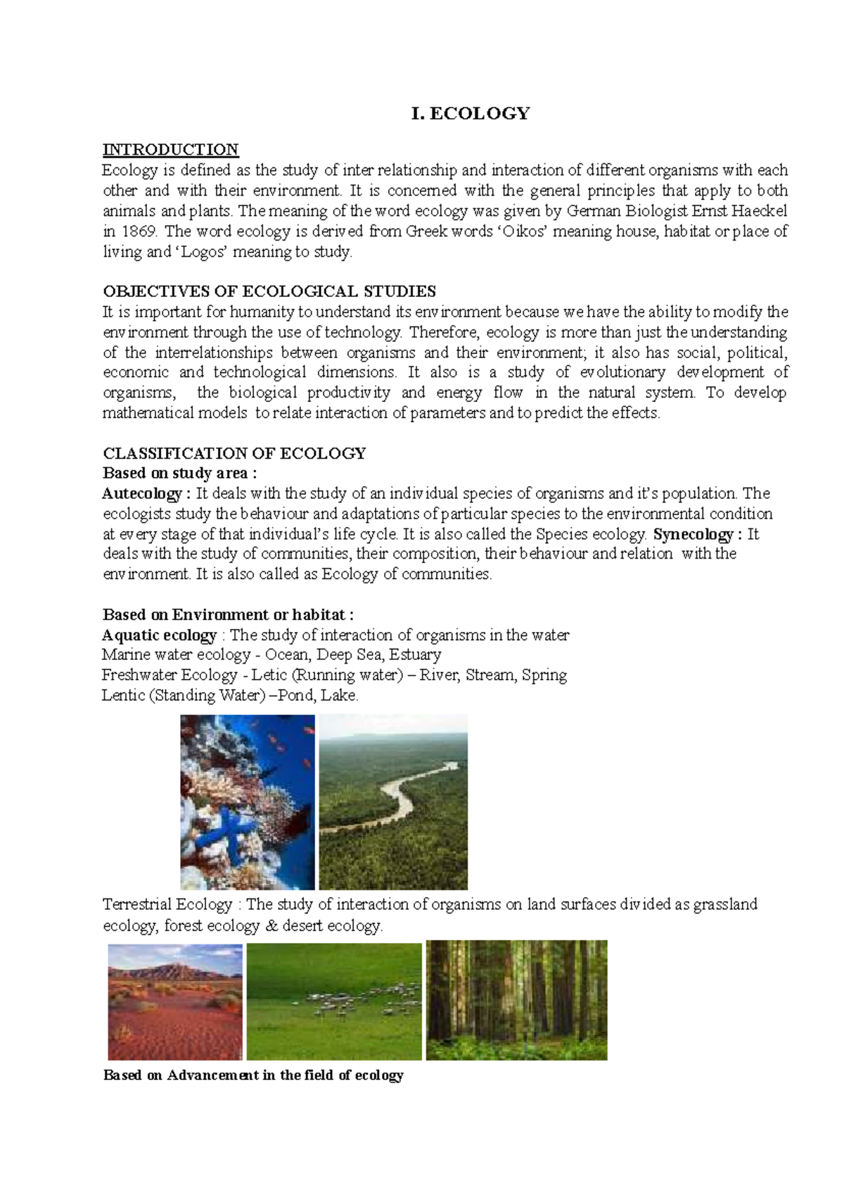 ECO 101: Introduction to Ecology and Environmental Interactions - Studocu
