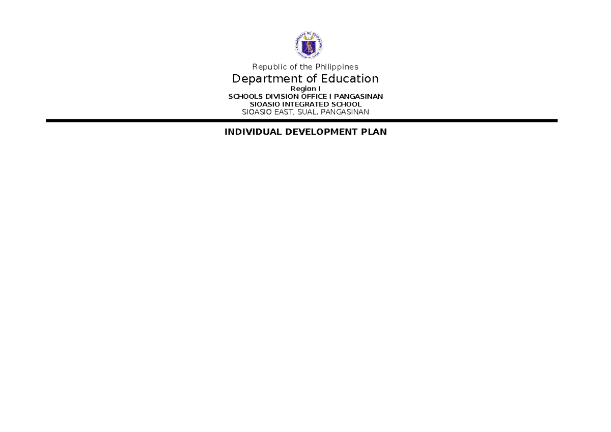 Individual Development Plan 2023-2024 RPMS & ESAT Comprehensive ...