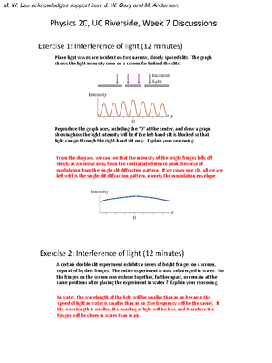 Week8 worksheet solutions - Physics 2C, UC Riverside, Workshop 7 A ...