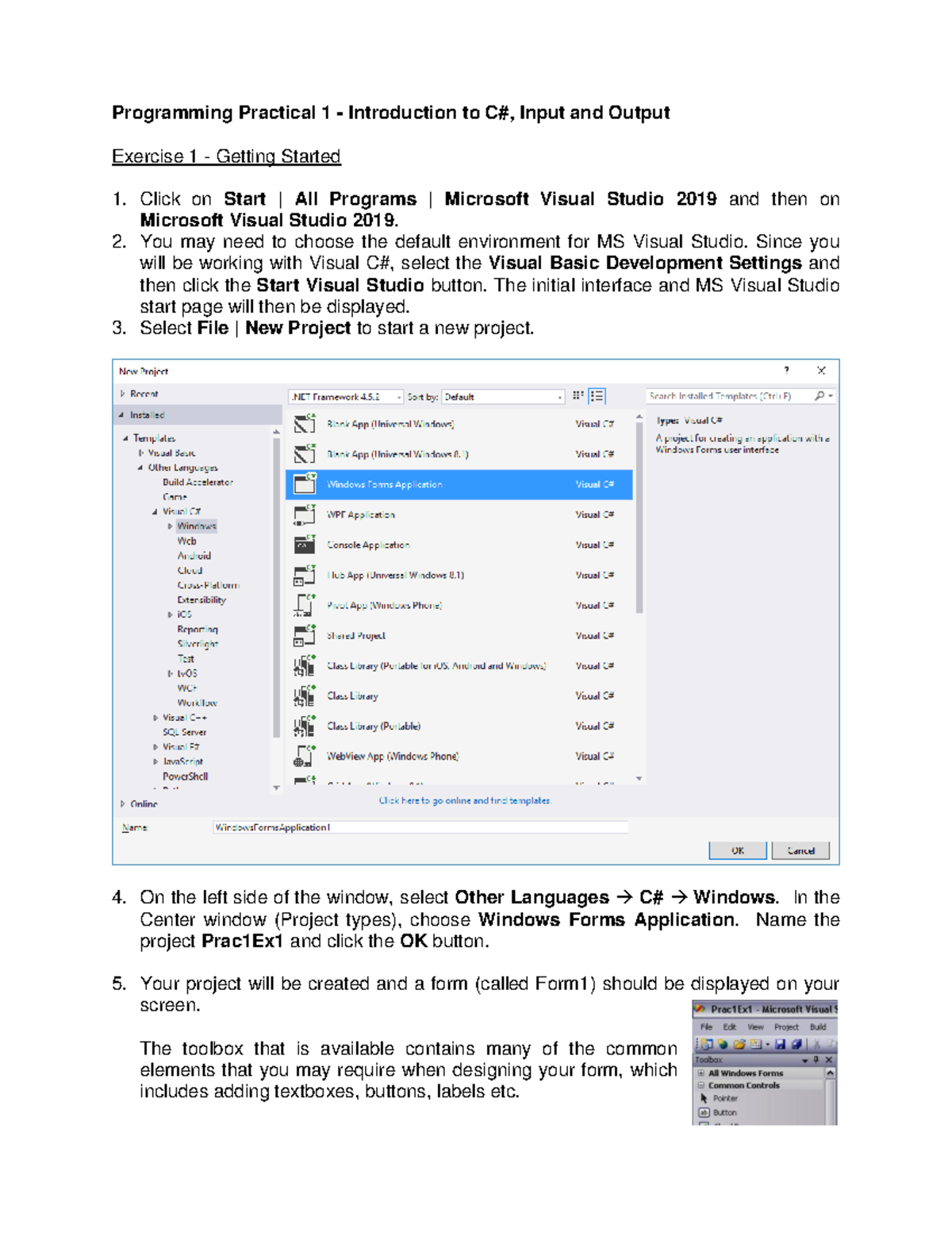 Programming Practical 1: Input & Output Exercises in Visual Basic - Studocu