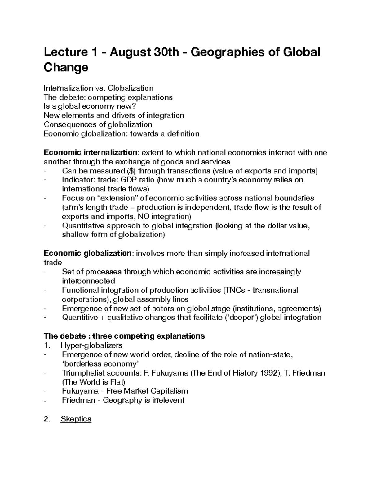 GEOG 216 Lecture Notes: Global Change, Economic Integration & Trends ...