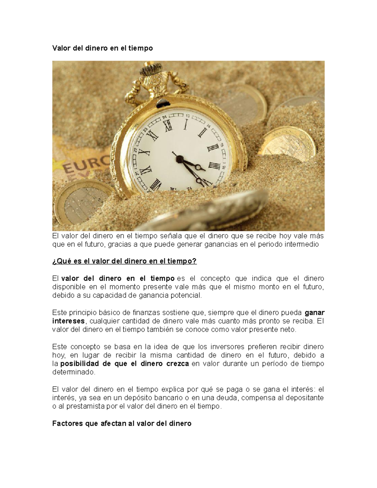 El Valor del Dinero en el Tiempo: Conceptos y Ejemplos Financieros - Studocu, image size:1200x1553