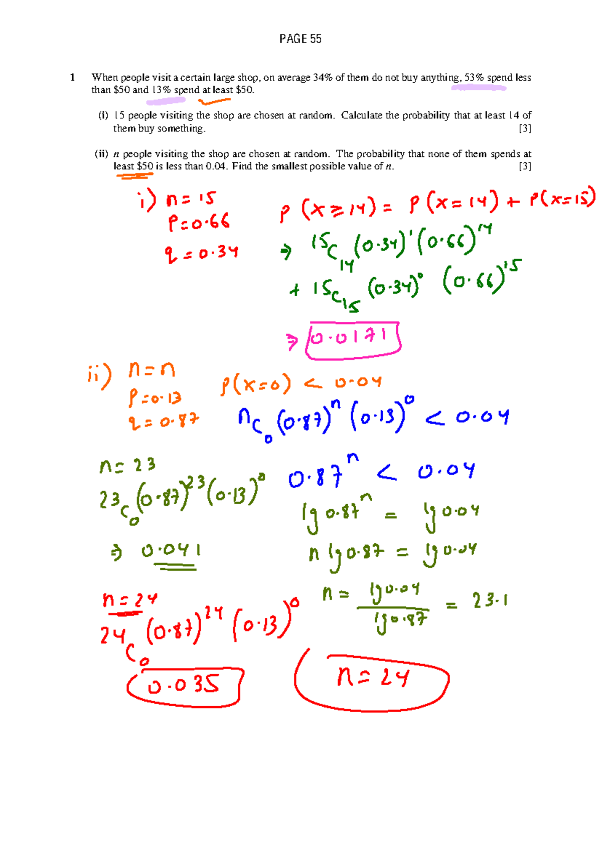 Binomial Distribution Q&A Notes - MATH101 - Studocu