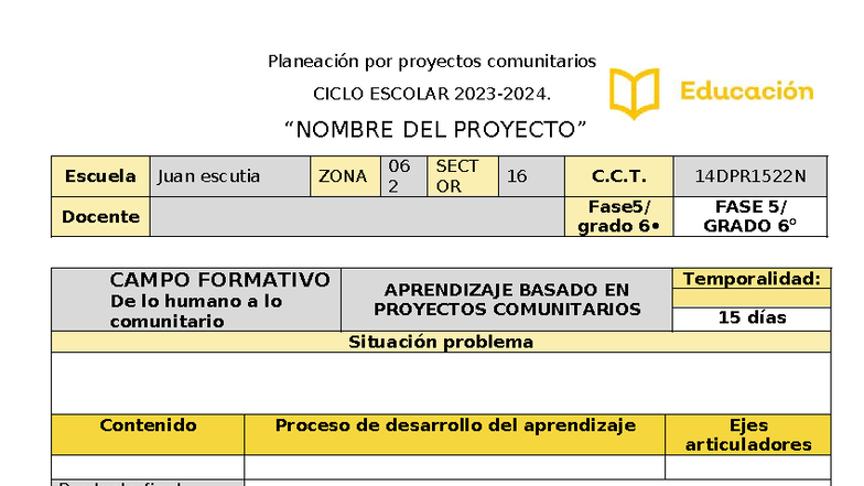 Planeación de Proyectos Comunitarios - Historia Personal y Familiar ...