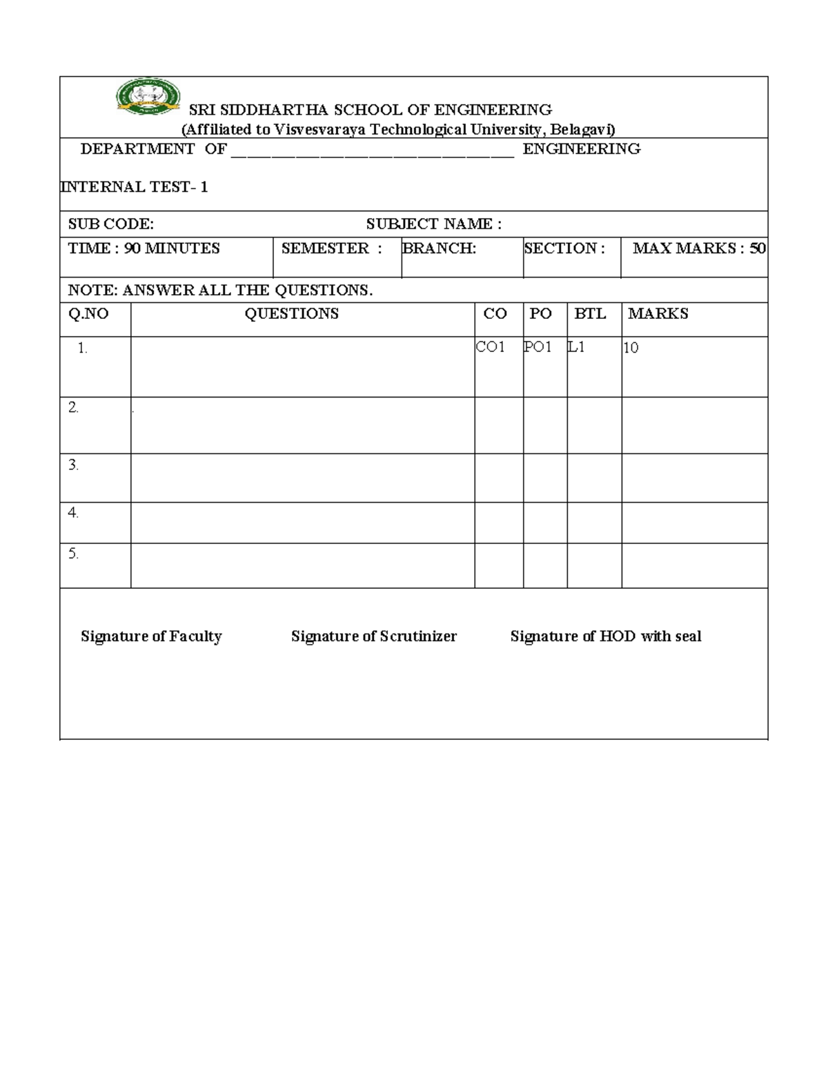 IA Question Paper - Operating Systems (BCS303) - Test 1 - Studocu