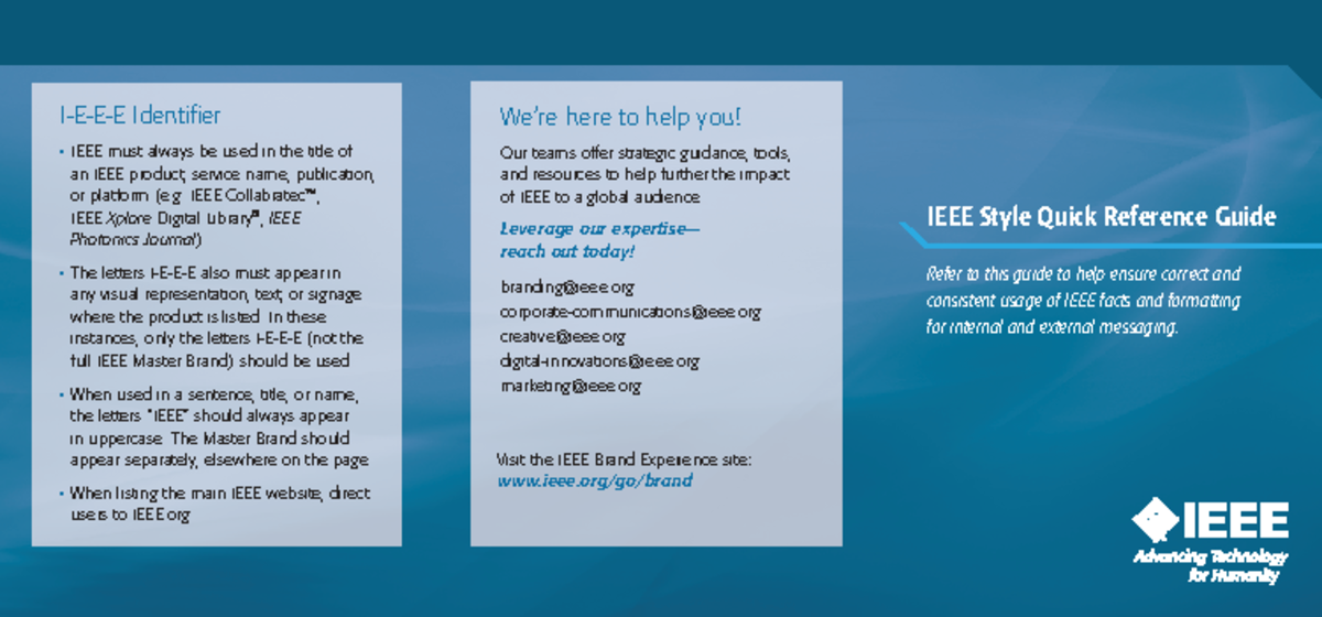 IEEE Style Quick Reference Guide for Effective Messaging - Studocu