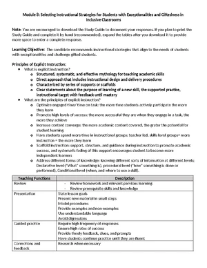 Module 7: Study Guide on Learning Theories and Instructional Strategies ...