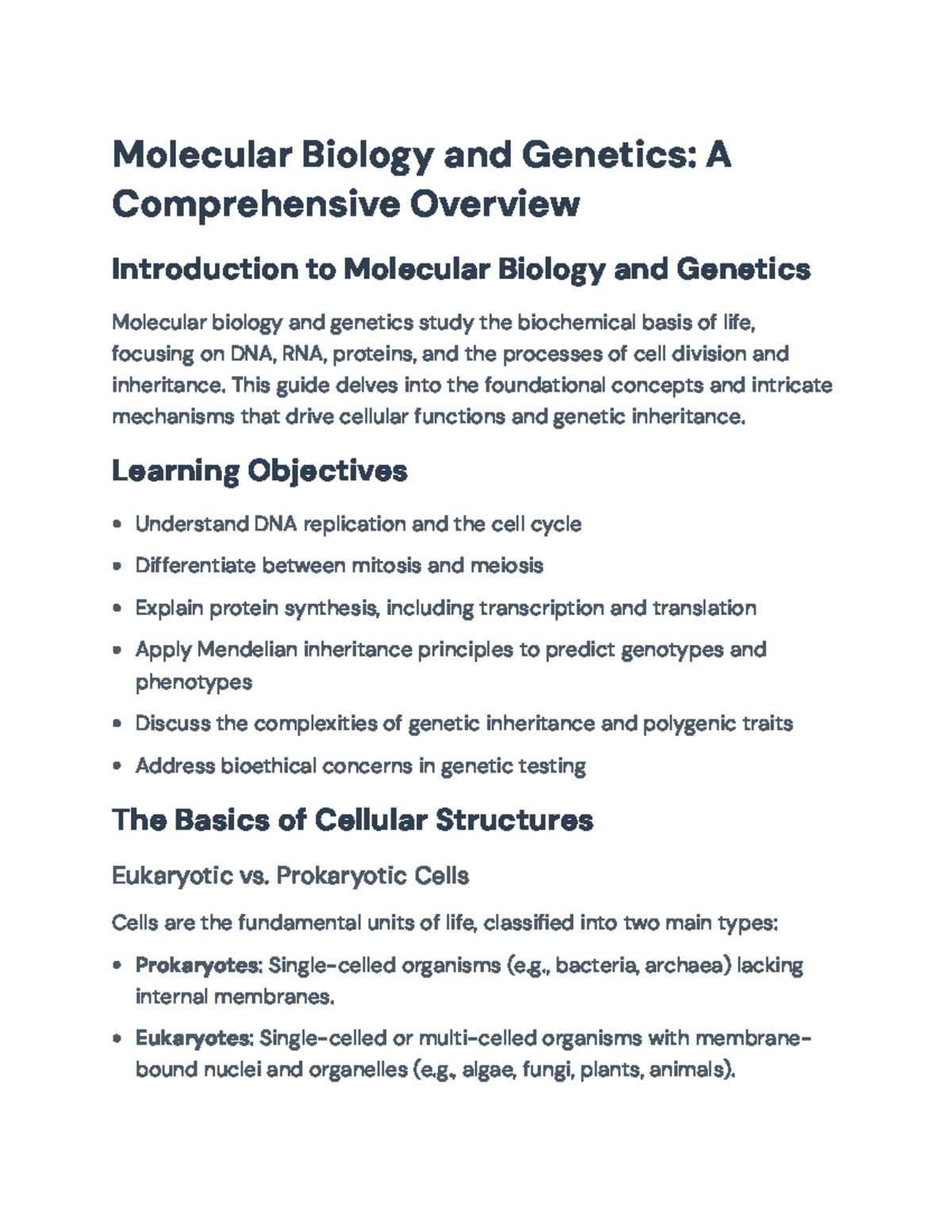 Molecular Biology and Genetics Overview: Concepts and Bioethics ...