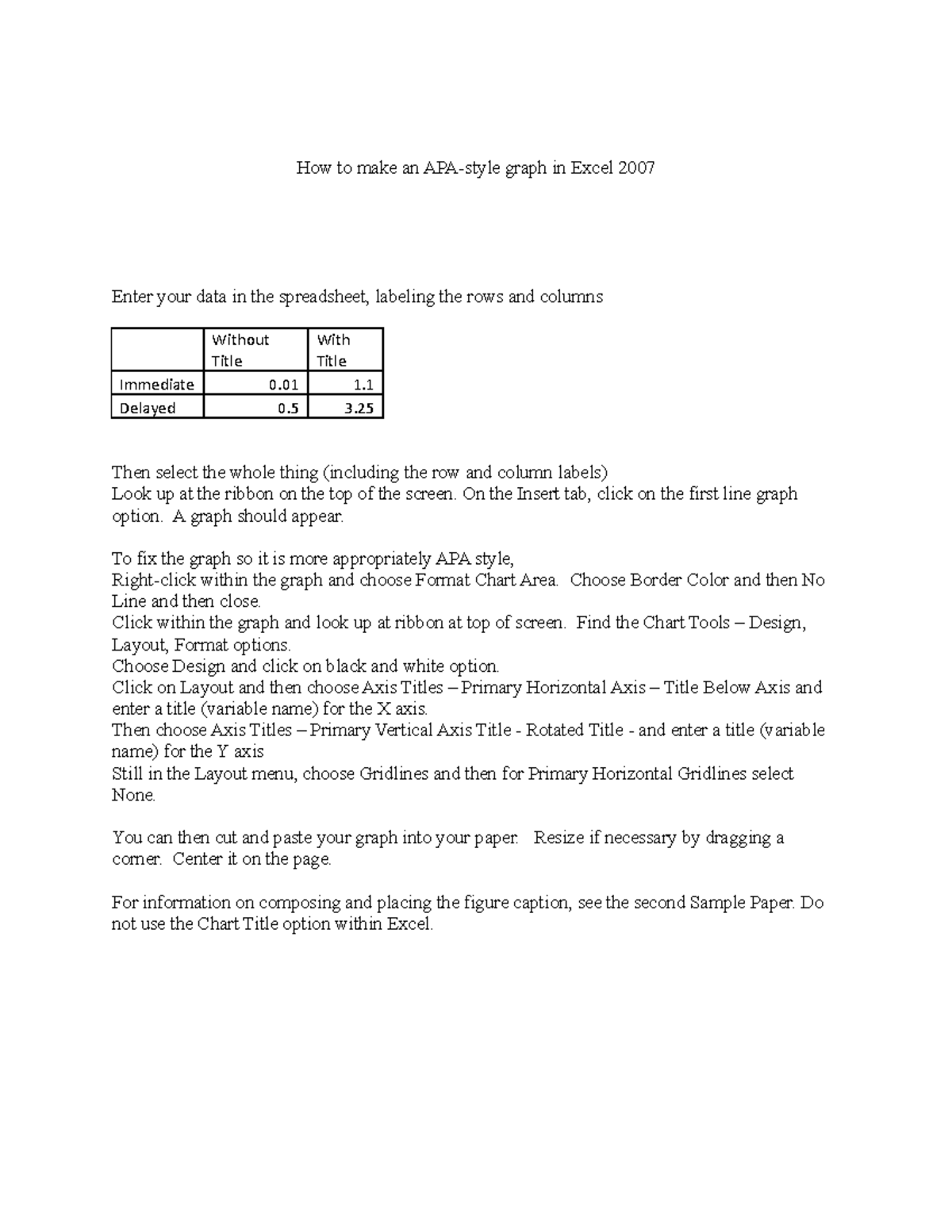 APA style graph Excel 2007 - How to make an APA-style graph in Excel ...