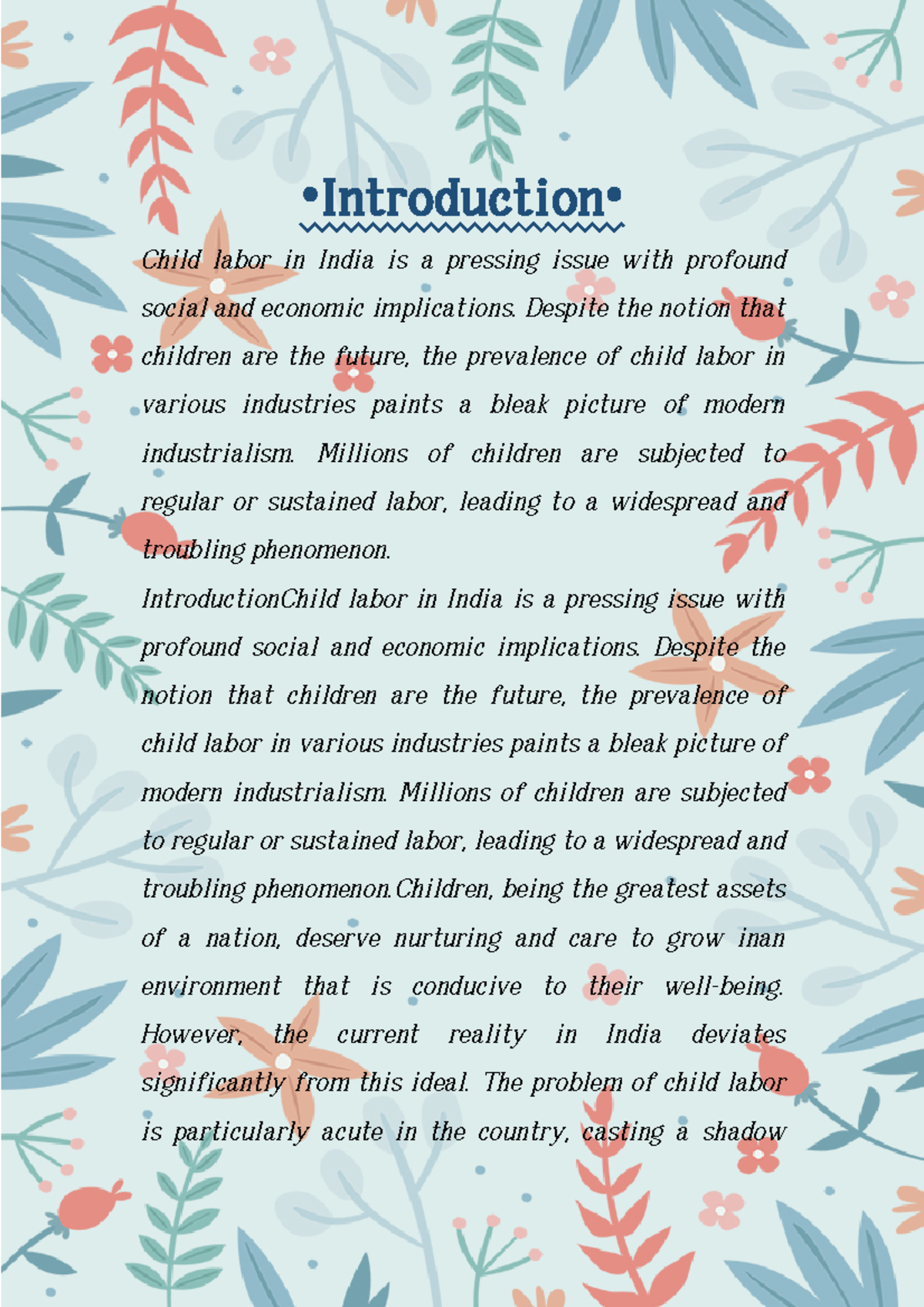 DOC-20241222-WA0026 - Best - • Introduction• ####### Child labor in ...