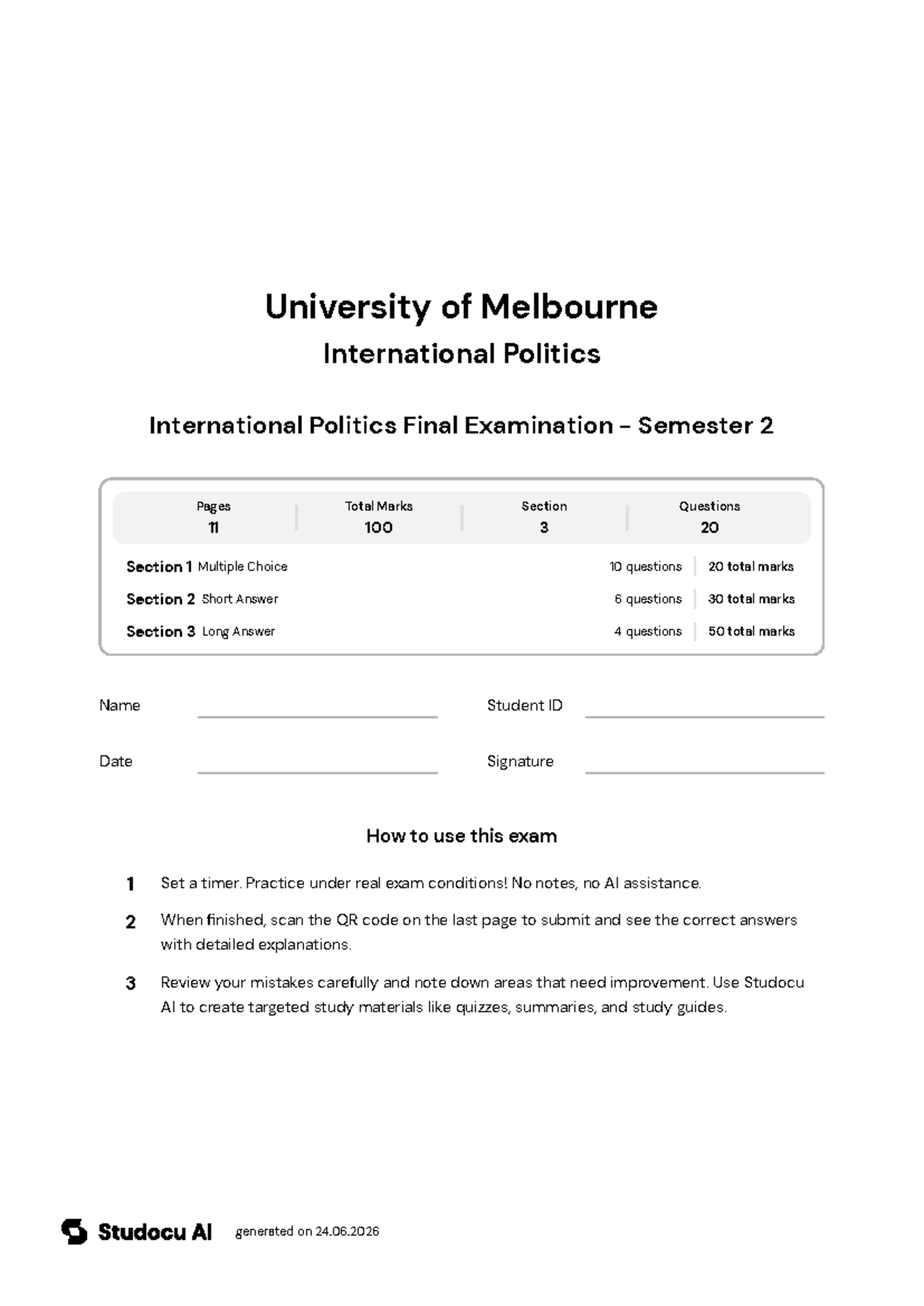 International Politics Final Examination - Semester 2 - Studocu