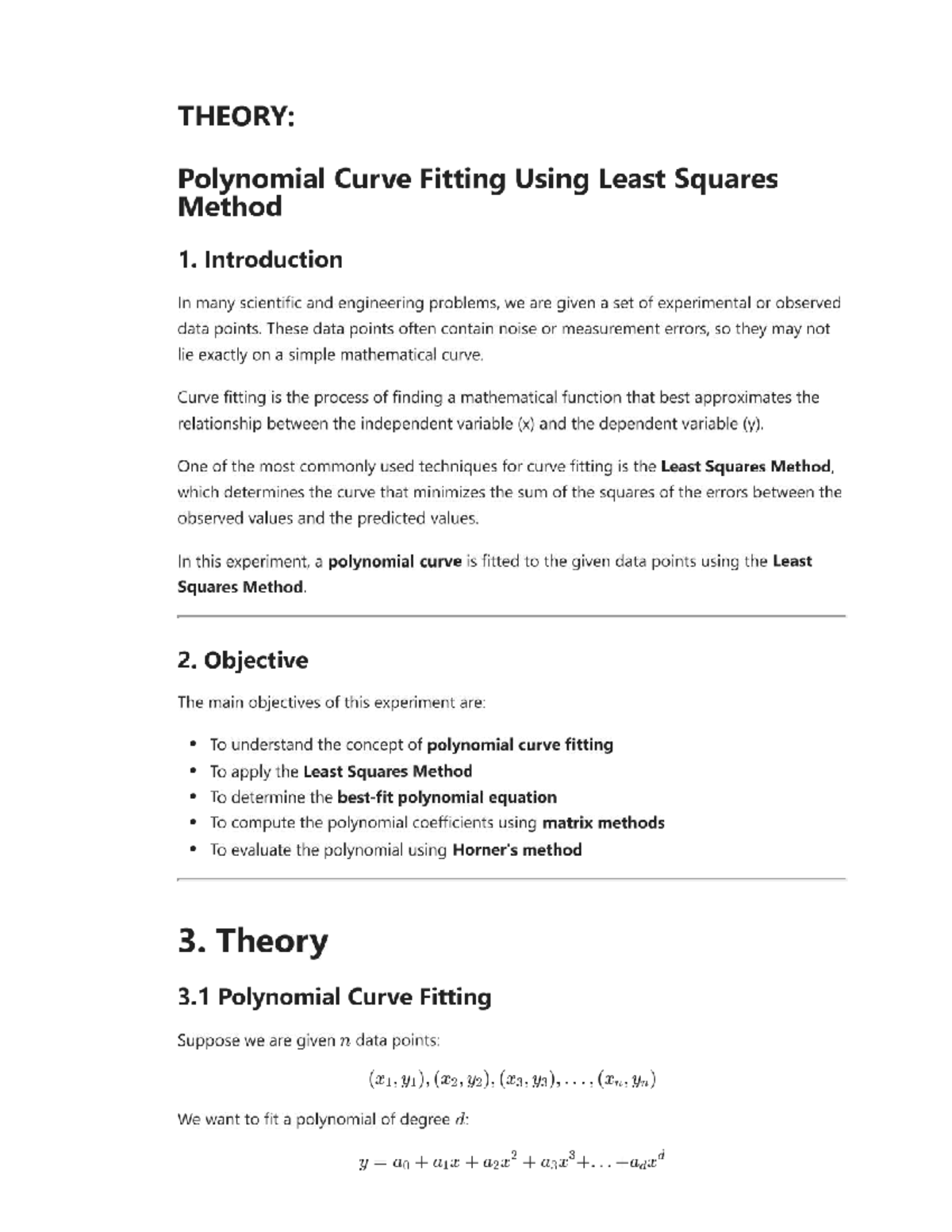 NM-LAB-POLY: Polynomial Curve Fitting via Least Squares Method - Studocu