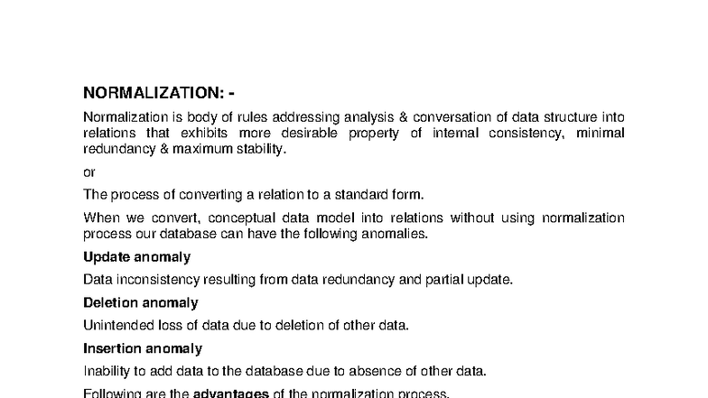 305 UNIT-II Normalization: Understanding Data Structure Conversion ...