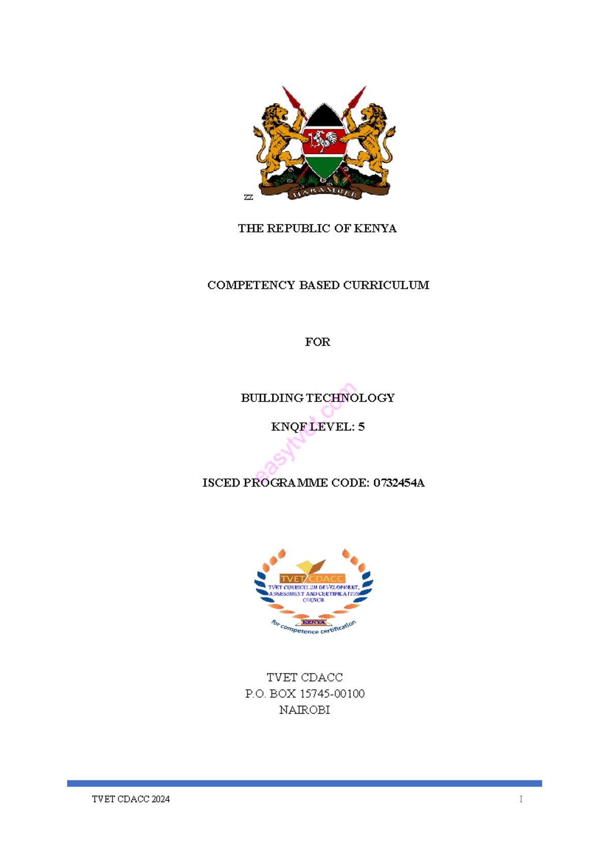 Kenya Competency-Based Curriculum for Building Technology (KNQF 5 ...