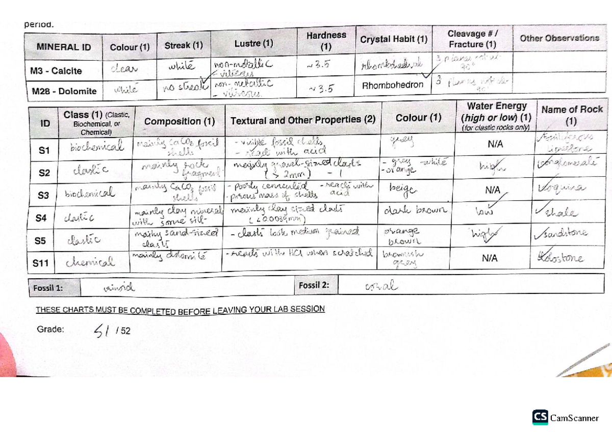 Lab 3 - Sedimentary Rock Identification (CS) - Studocu