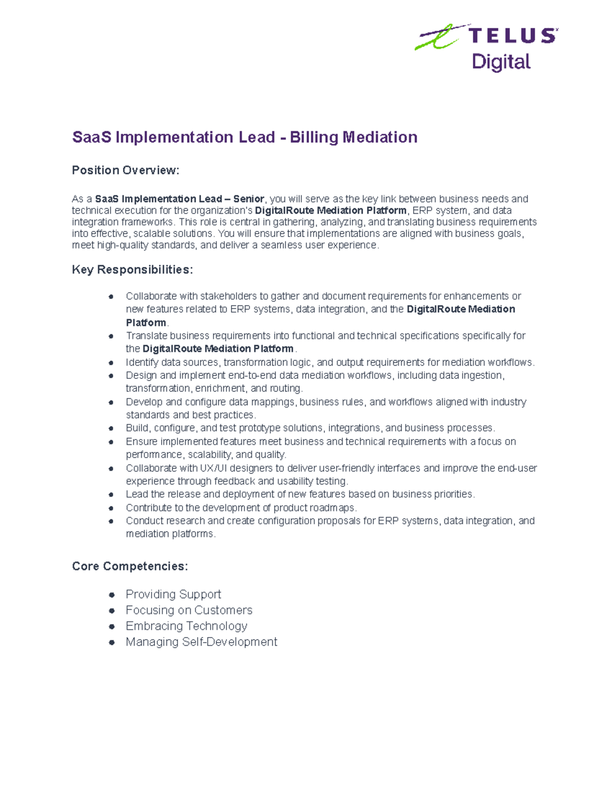 JD - SaaS Implementation Lead - Billing Mediation Overview - Studocu