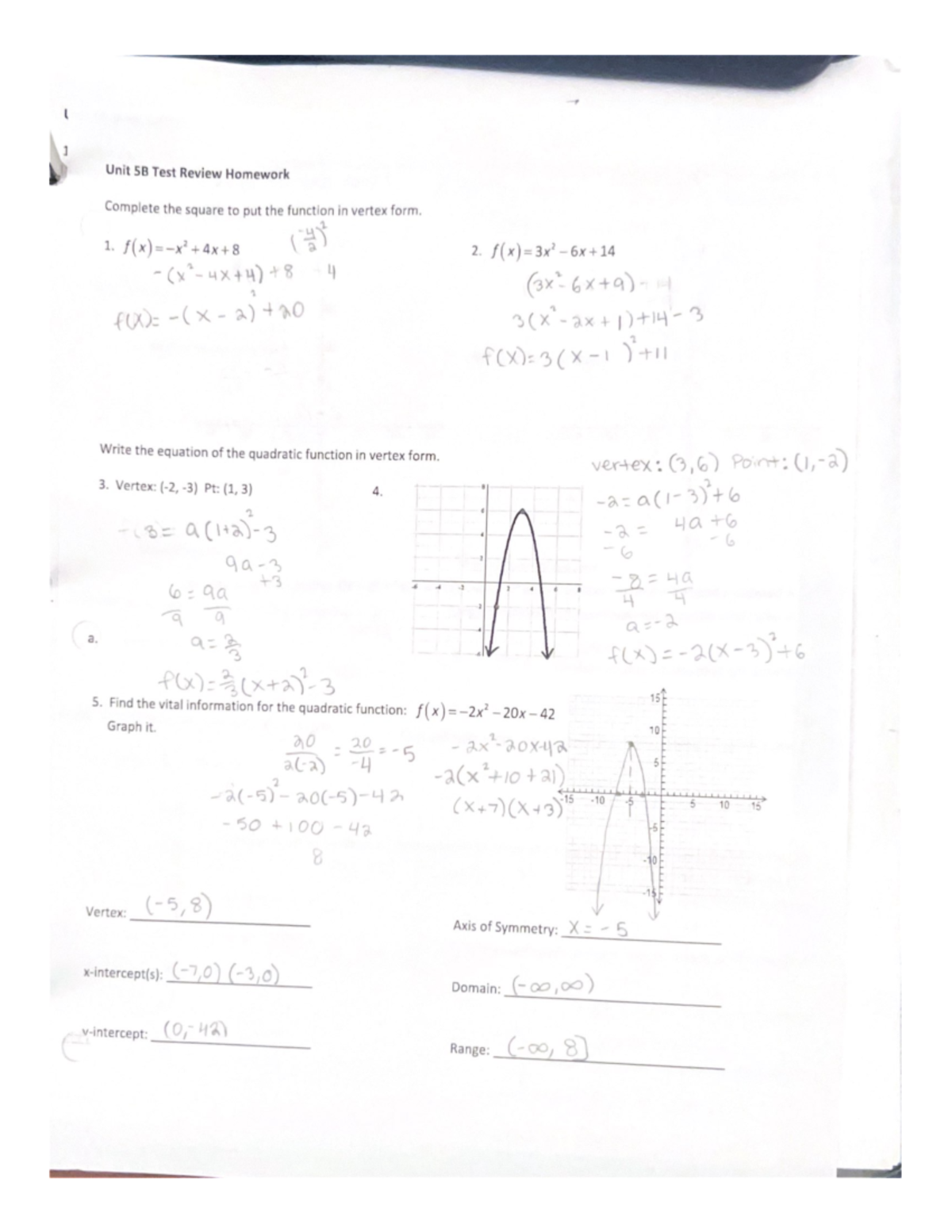 Unit 5B Test Review Guide and Homework Answers - Studocu