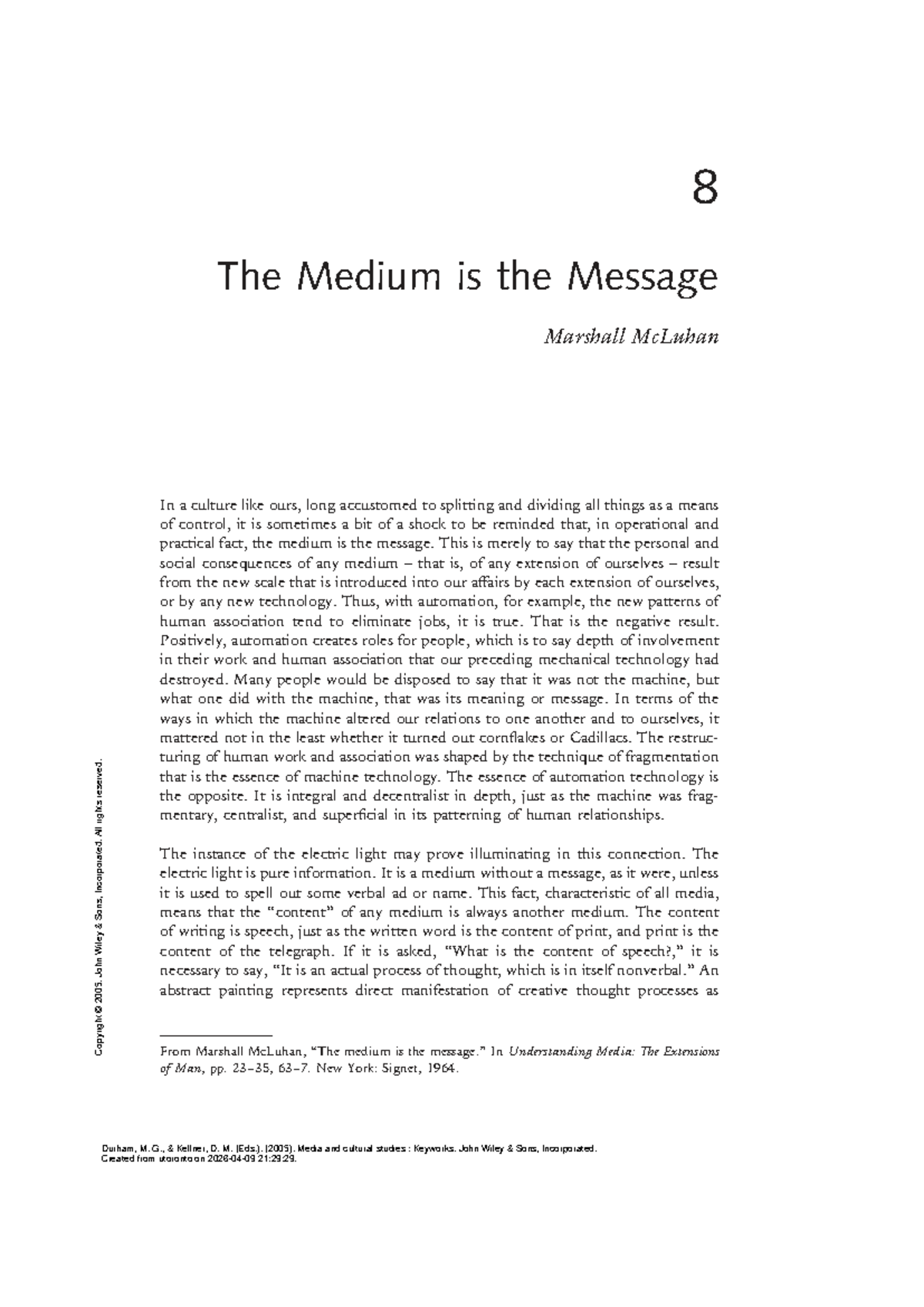 The Medium is the Message: Insights from McLuhan's Work (ENG 107) - Studocu