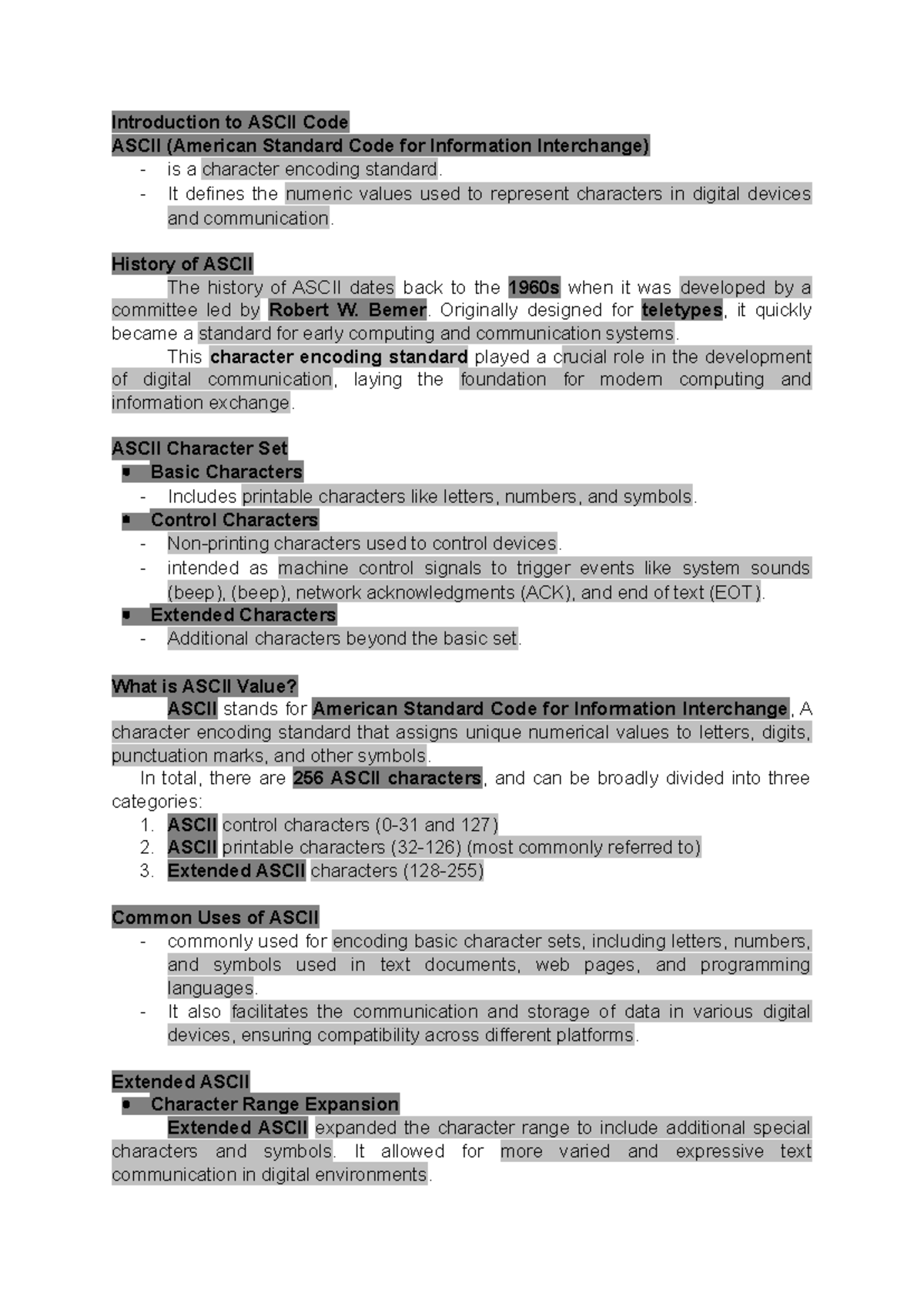 Introduction to ASCII Code and Its Importance in Computing Systems ...