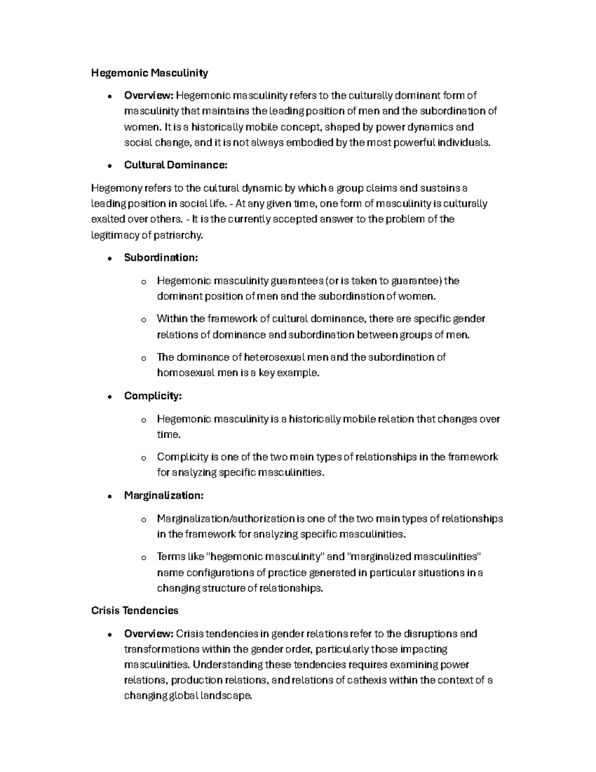 Theme 9 notes detailed SOC - Hegemonic Masculinity Overview: Hegemonic ...