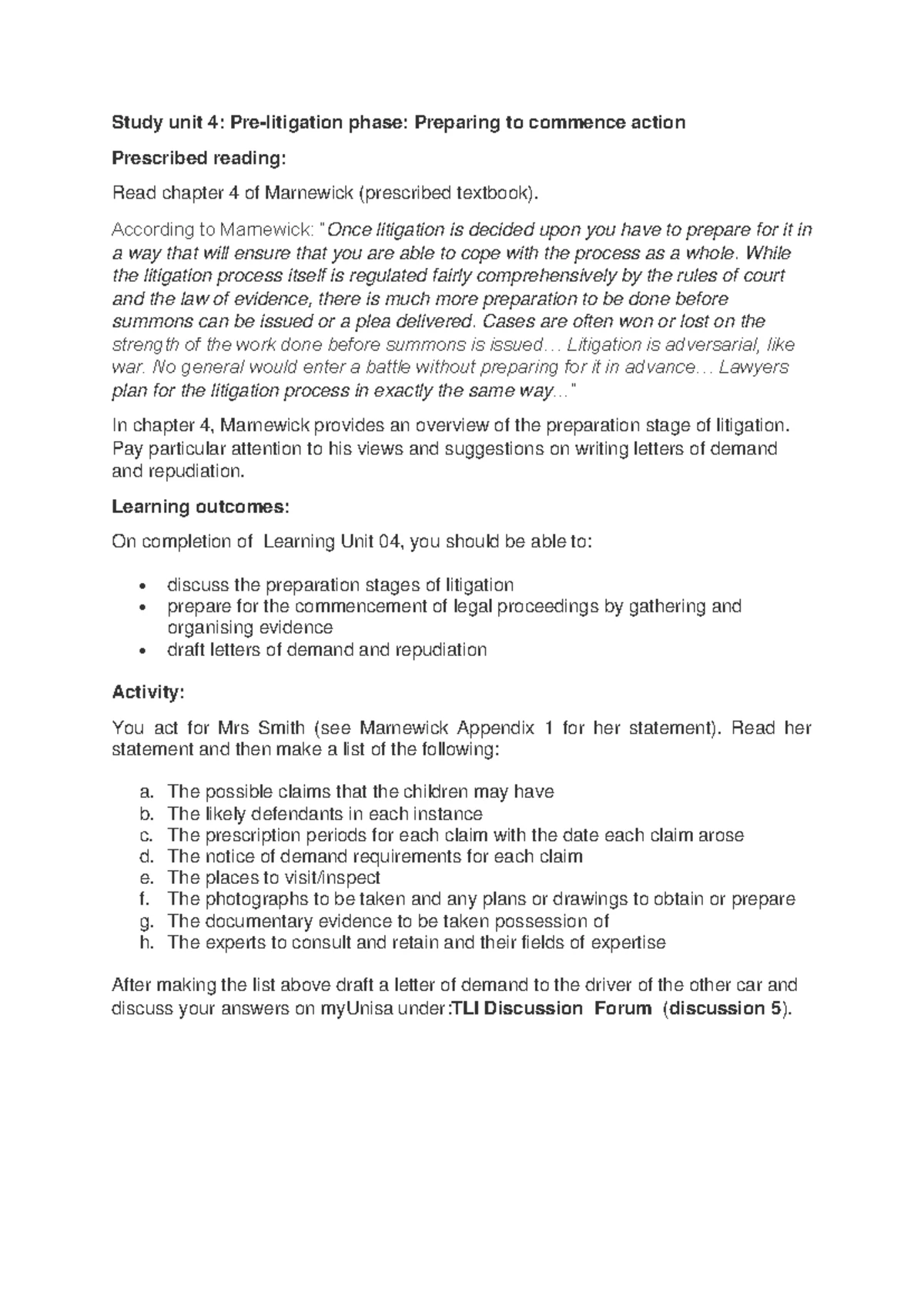 Study Unit 09: Drafting Exceptions & Applications to Strike Out - Studocu