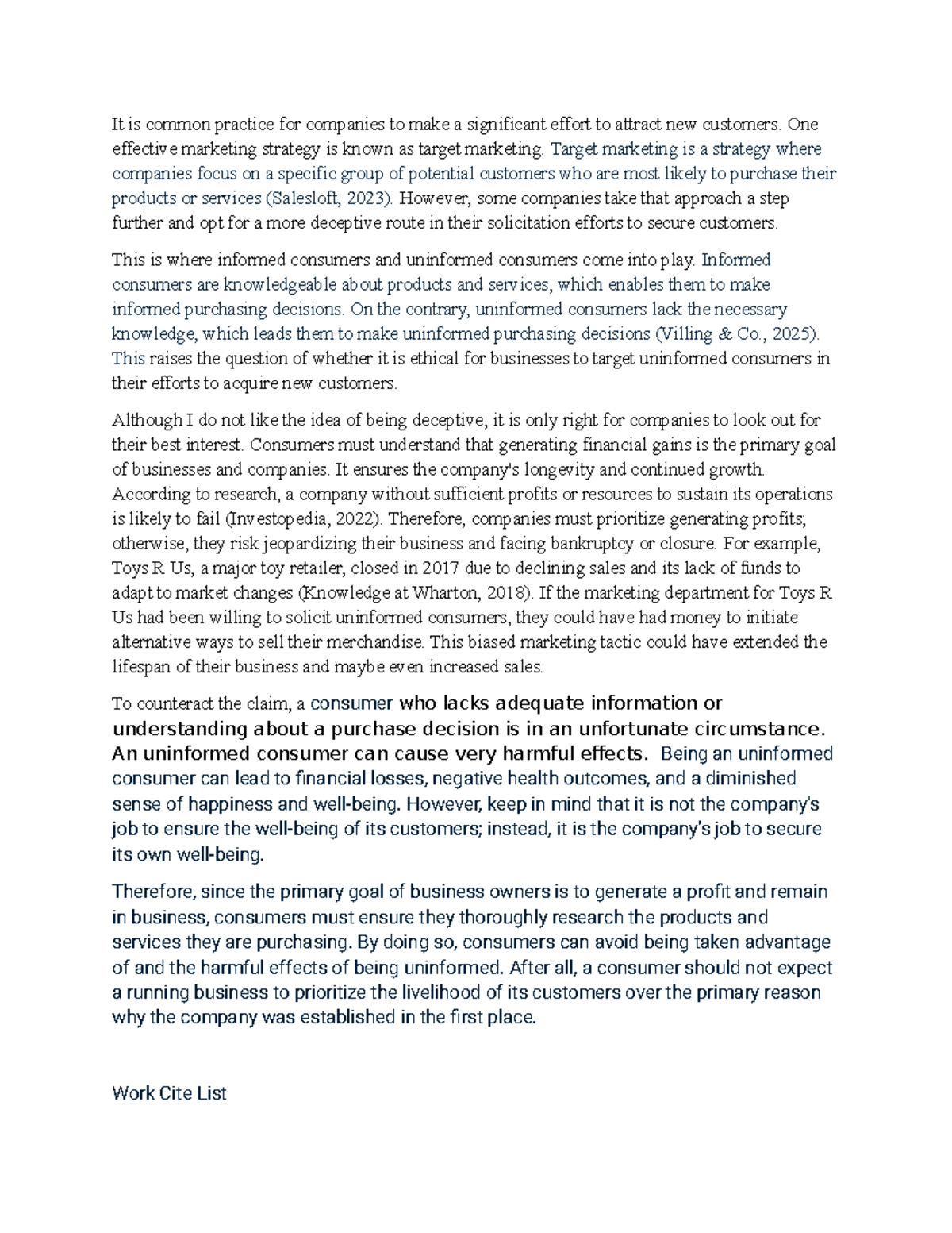 Target Marketing Ethics: Informed vs. Uninformed Consumers Analysis ...