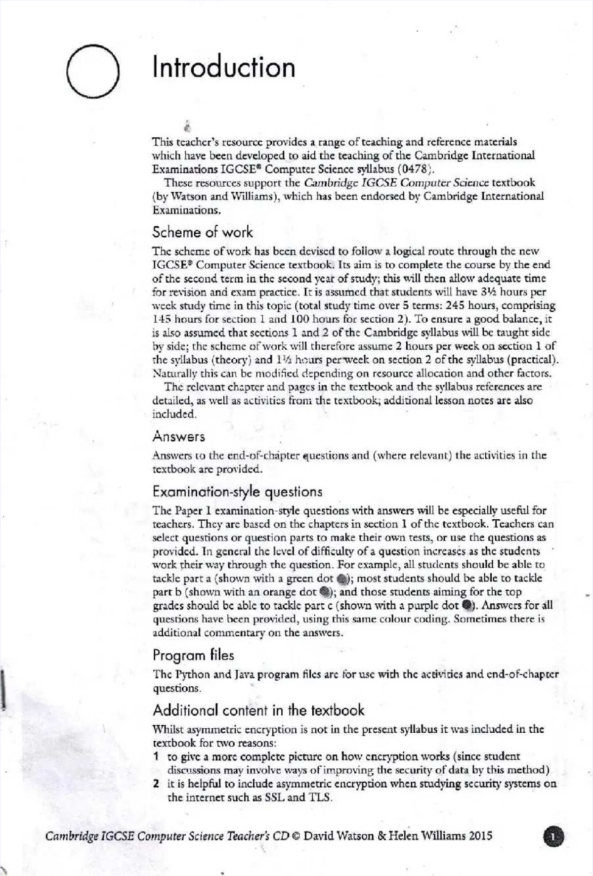Cambridge IGCSE Computer Science (0478) Teaching Resources Guide - Studocu