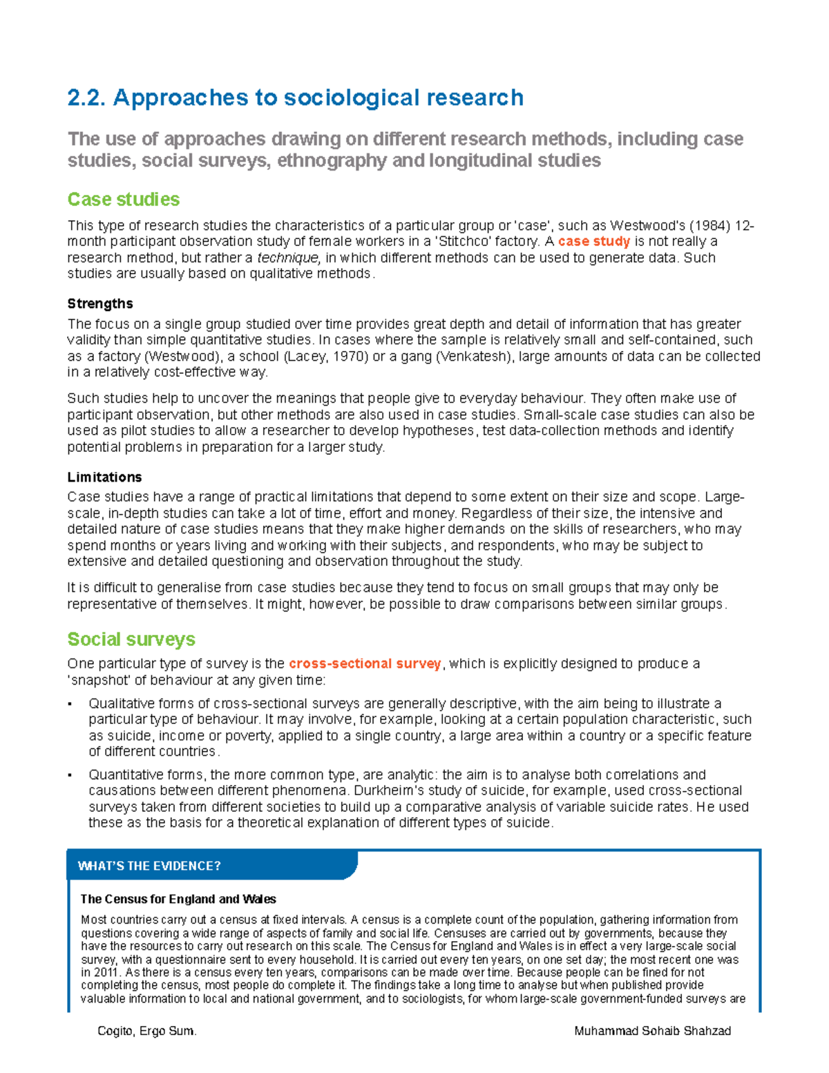 2.2. Sociological Research Approaches: Case Studies, Surveys ...