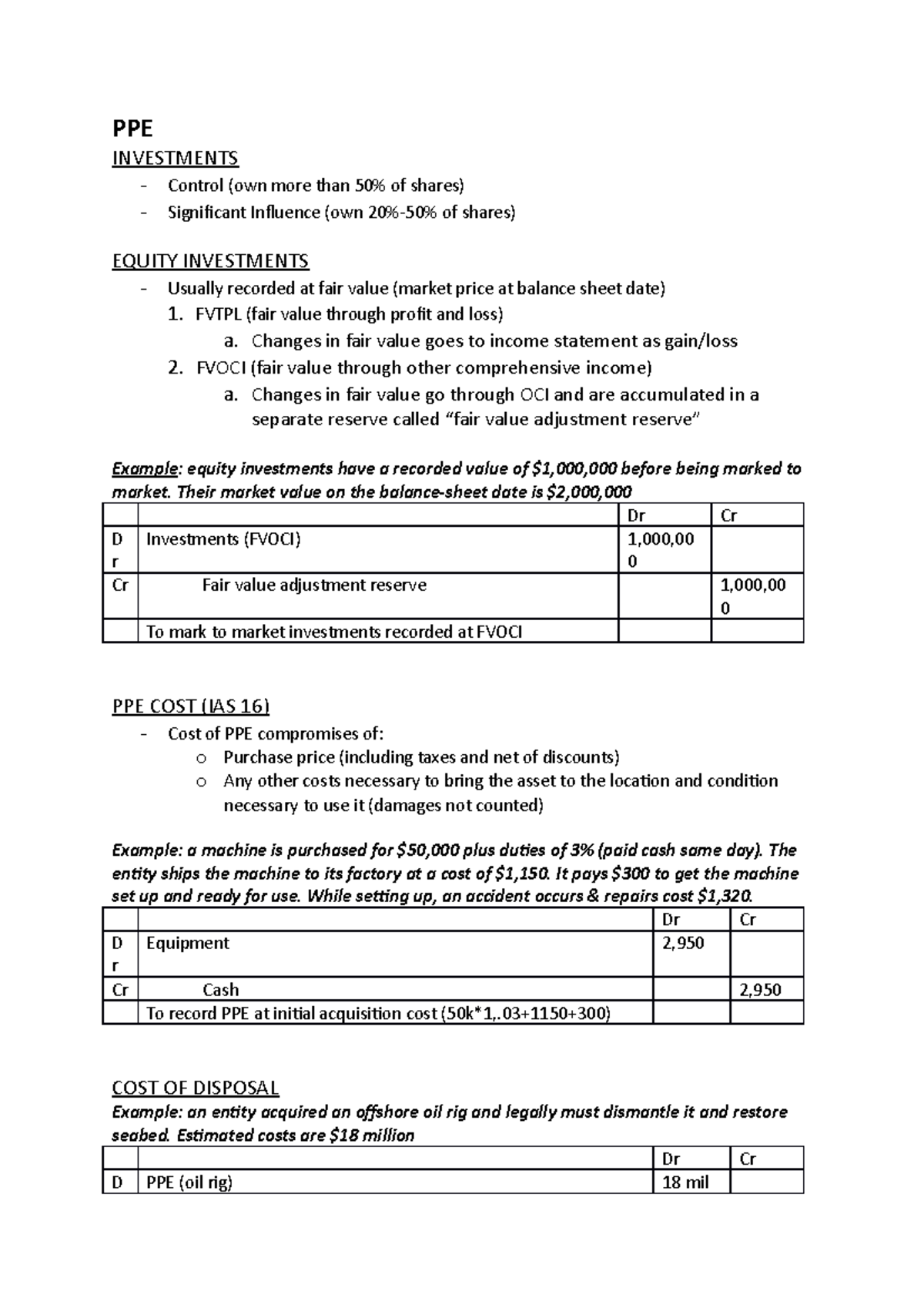PPE Cost Allocation and Impairment Summary for Accounting (ACCT 101 ...