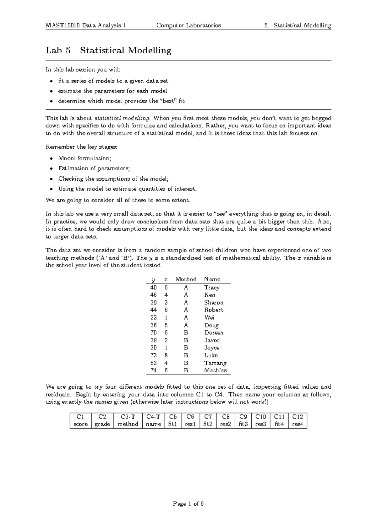 Lab05-1 - lab - MAST10010 Data Analysis 1 Computer Laboratories 5 ...