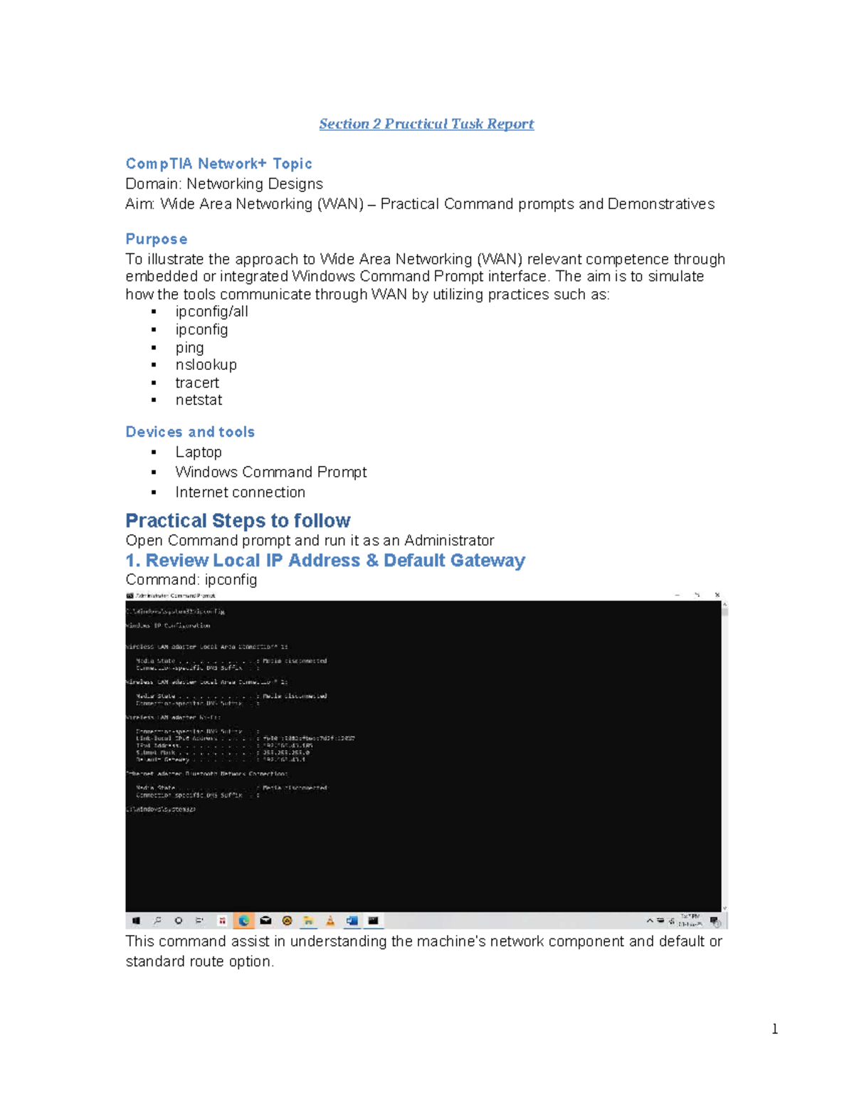 WAN Practical Task Report: CompTIA Networking Designs - Studocu