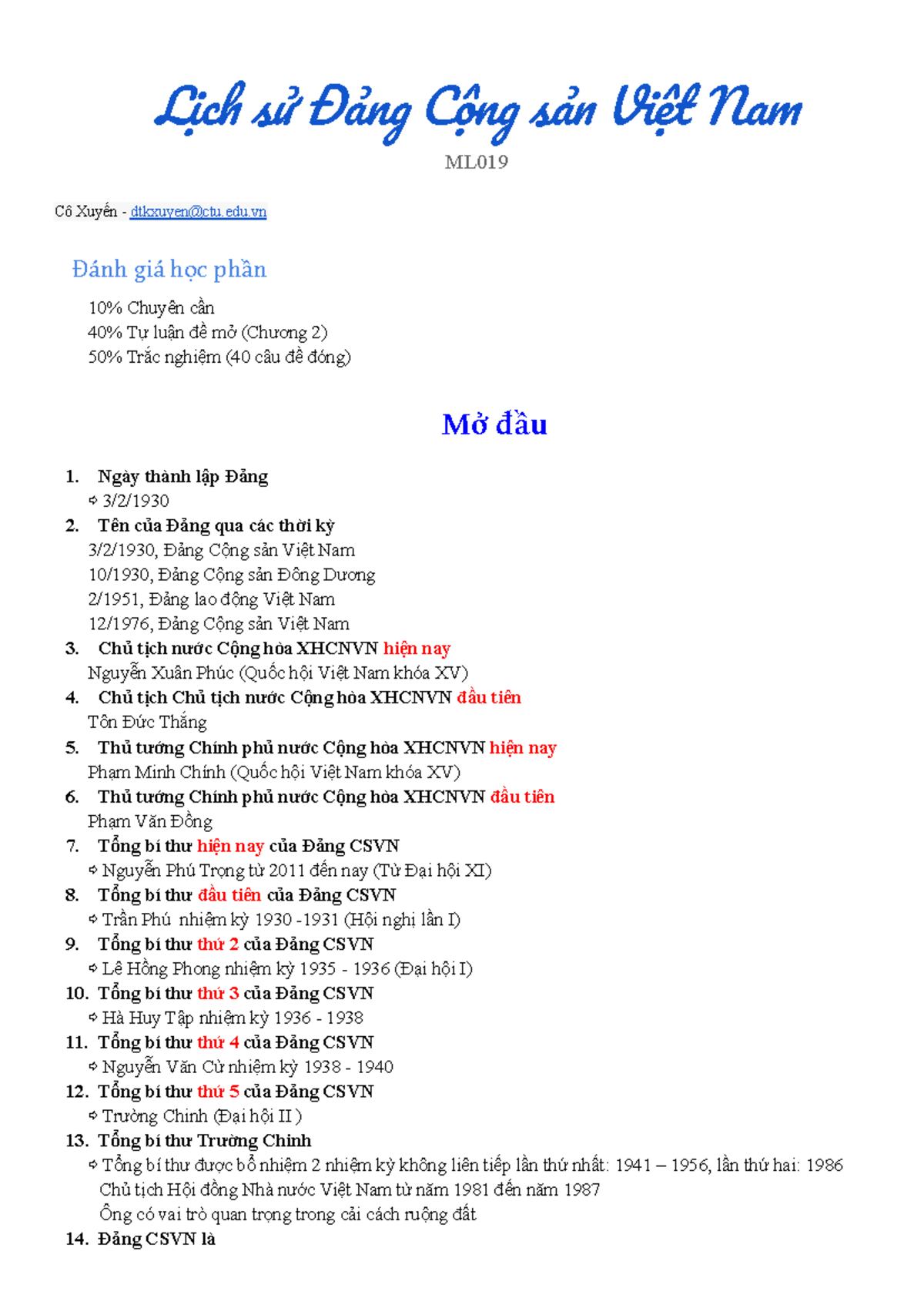 ML019 Lịch sử Đảng Cộng sản Việt Nam: Nghiên cứu và Phân tích - Document Preview