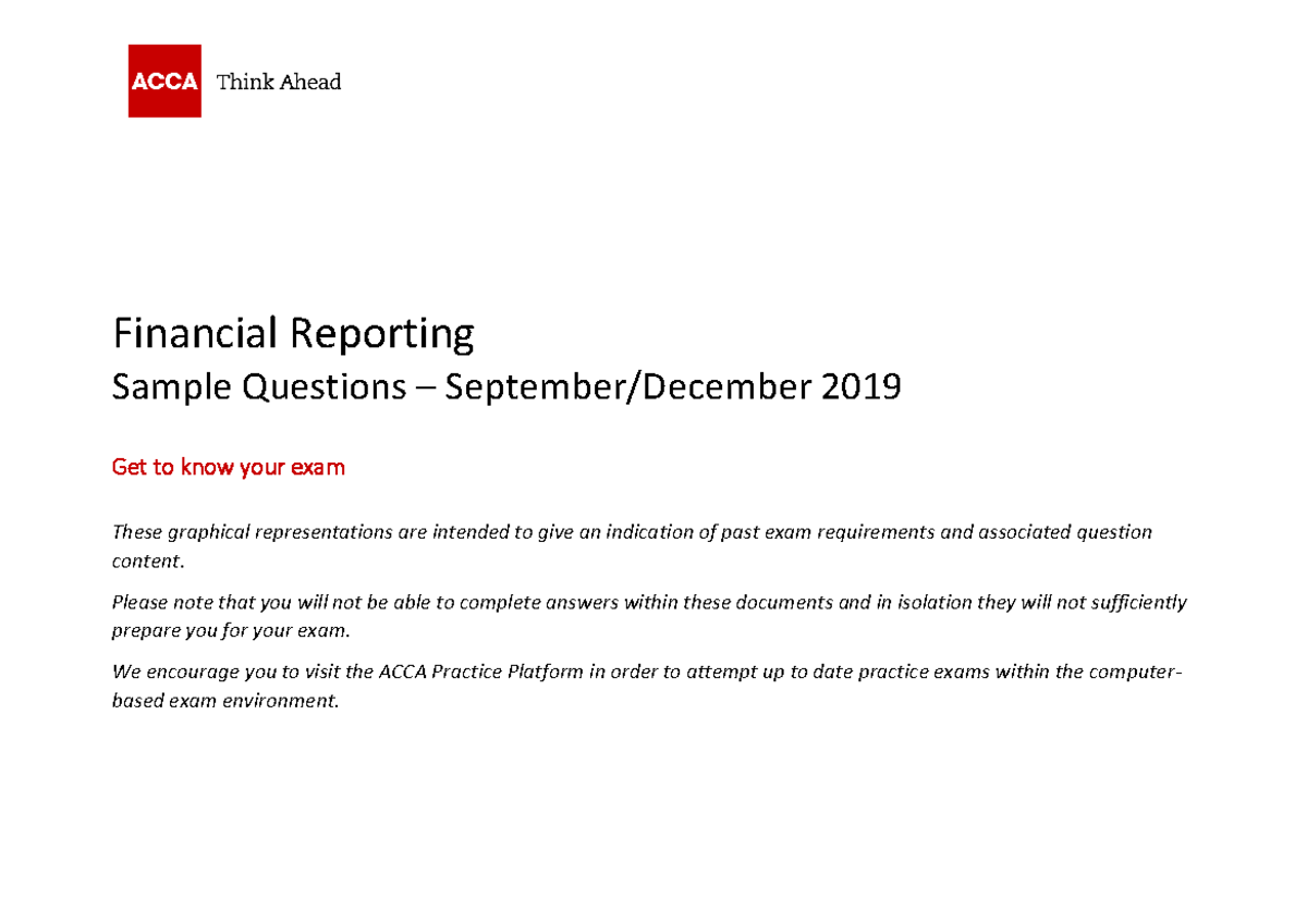 F7 ACCA Financial Reporting Sample Exam Questions 2019 - Studocu